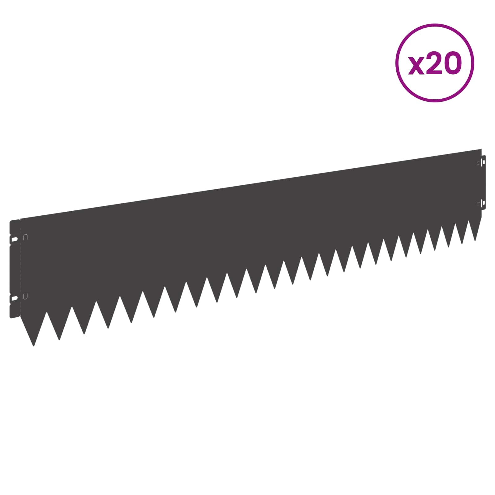 Gazonrand 20 st 103 x 20 cm Staal Zwart