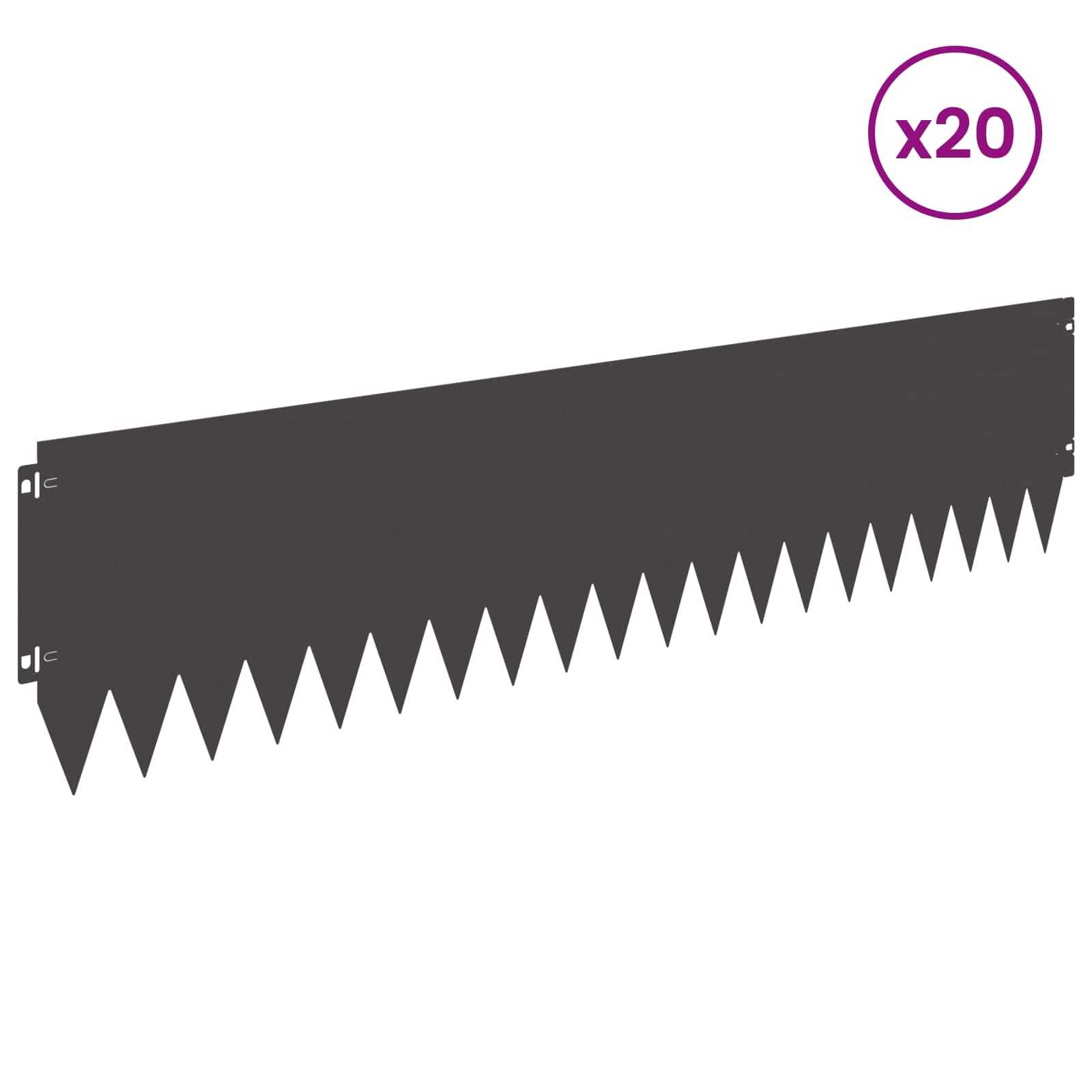 Gazonrand 20 st 103 x 25 cm Staal Zwart