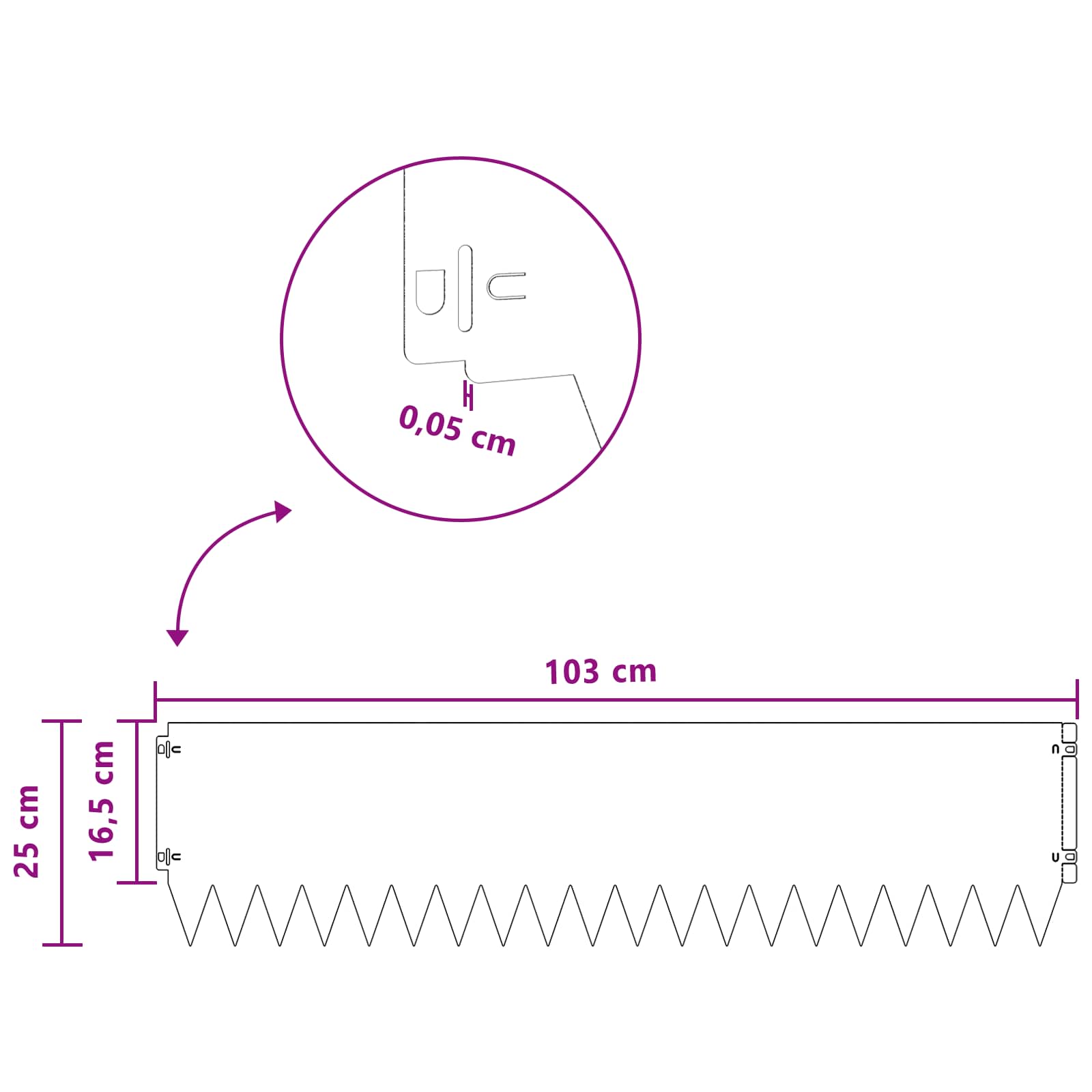 Gazonrand 10 st 103 x 25 cm Staal Wit