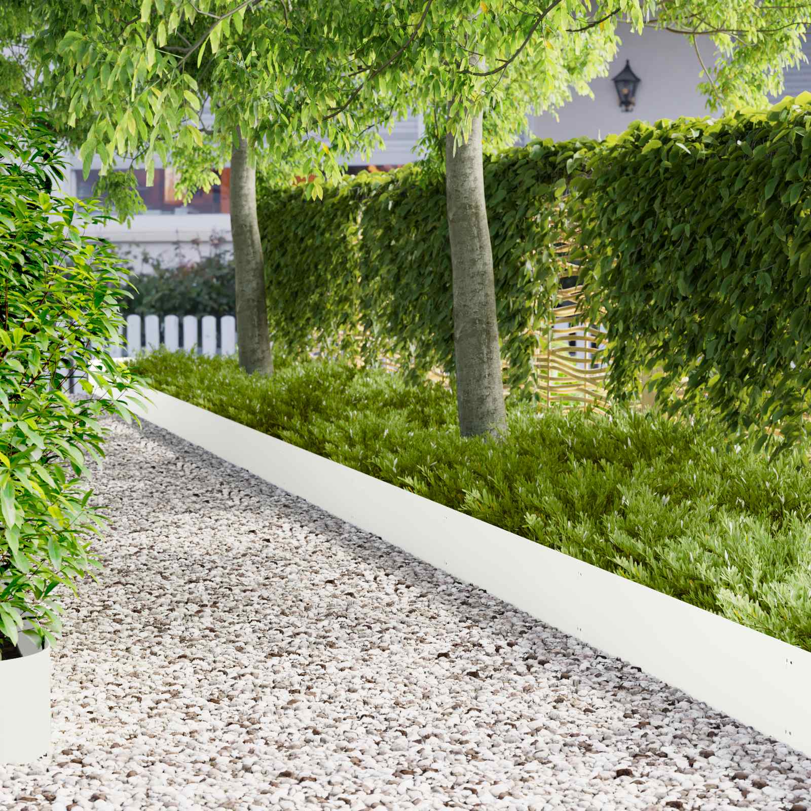 Gazonrand 20 st 103 x 25 cm Staal Wit
