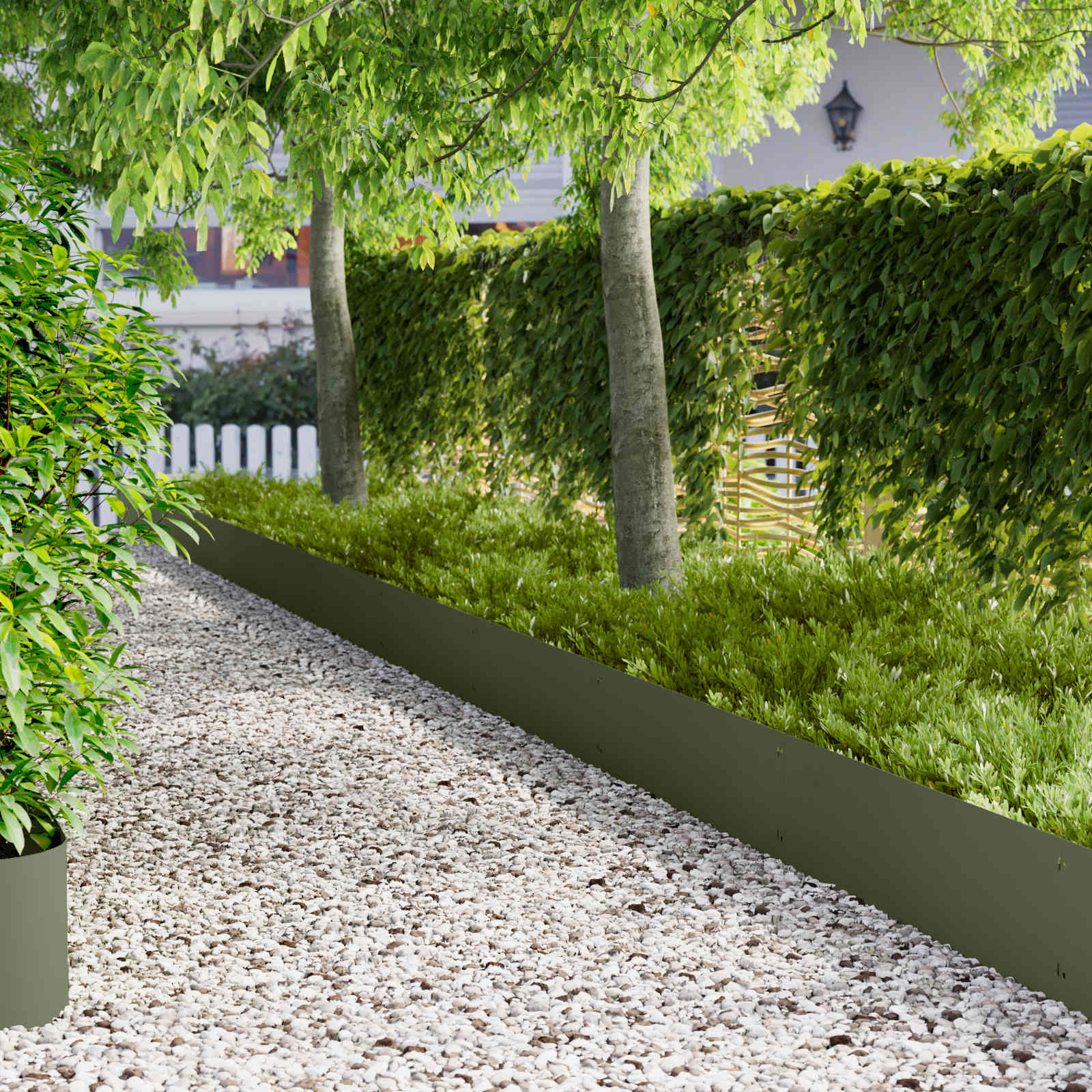 Gazonrand 10 st 103 x 30 cm Staal Olijfgroen