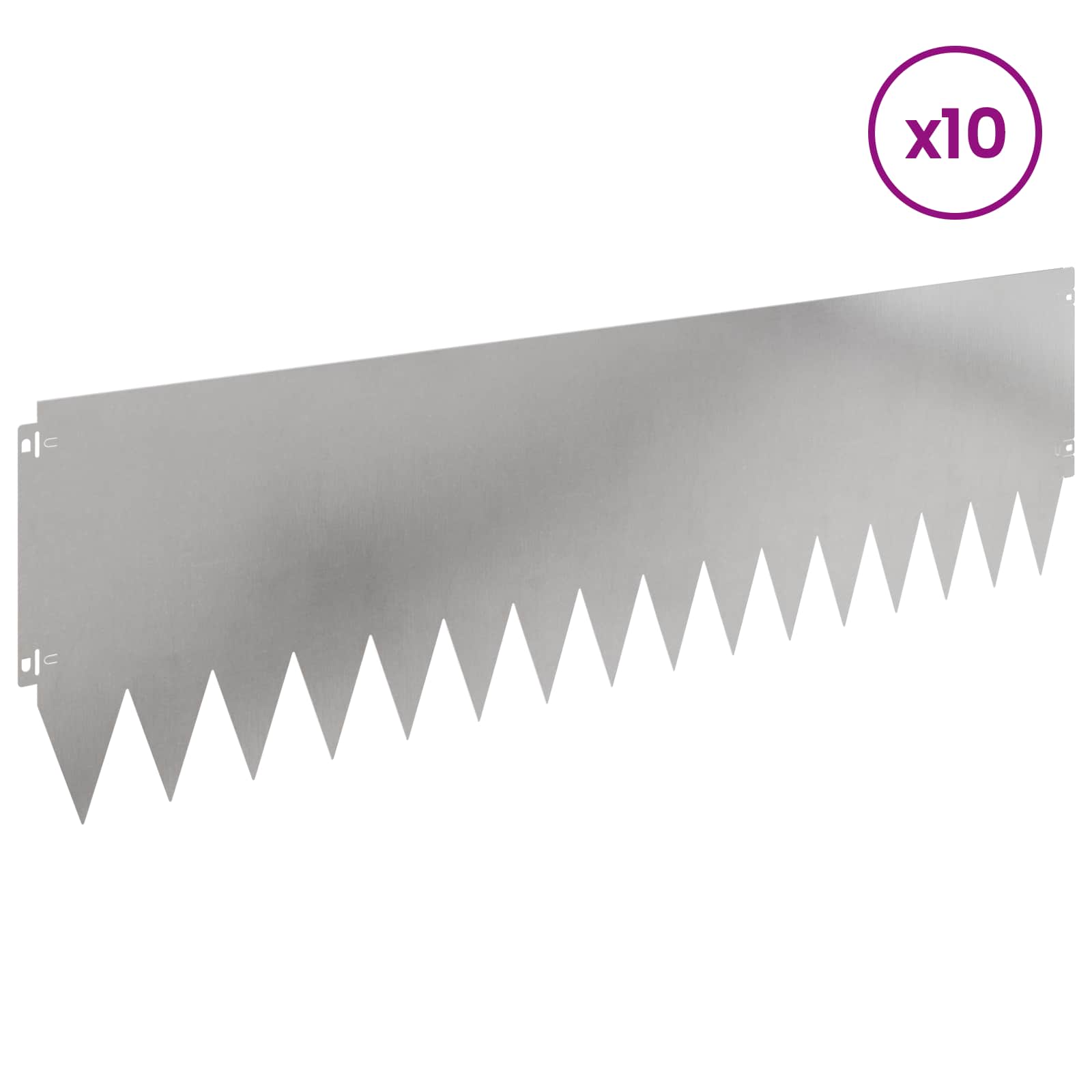 Gazonrand 10 st 103 x 30 cm Staal Zilverkleurig