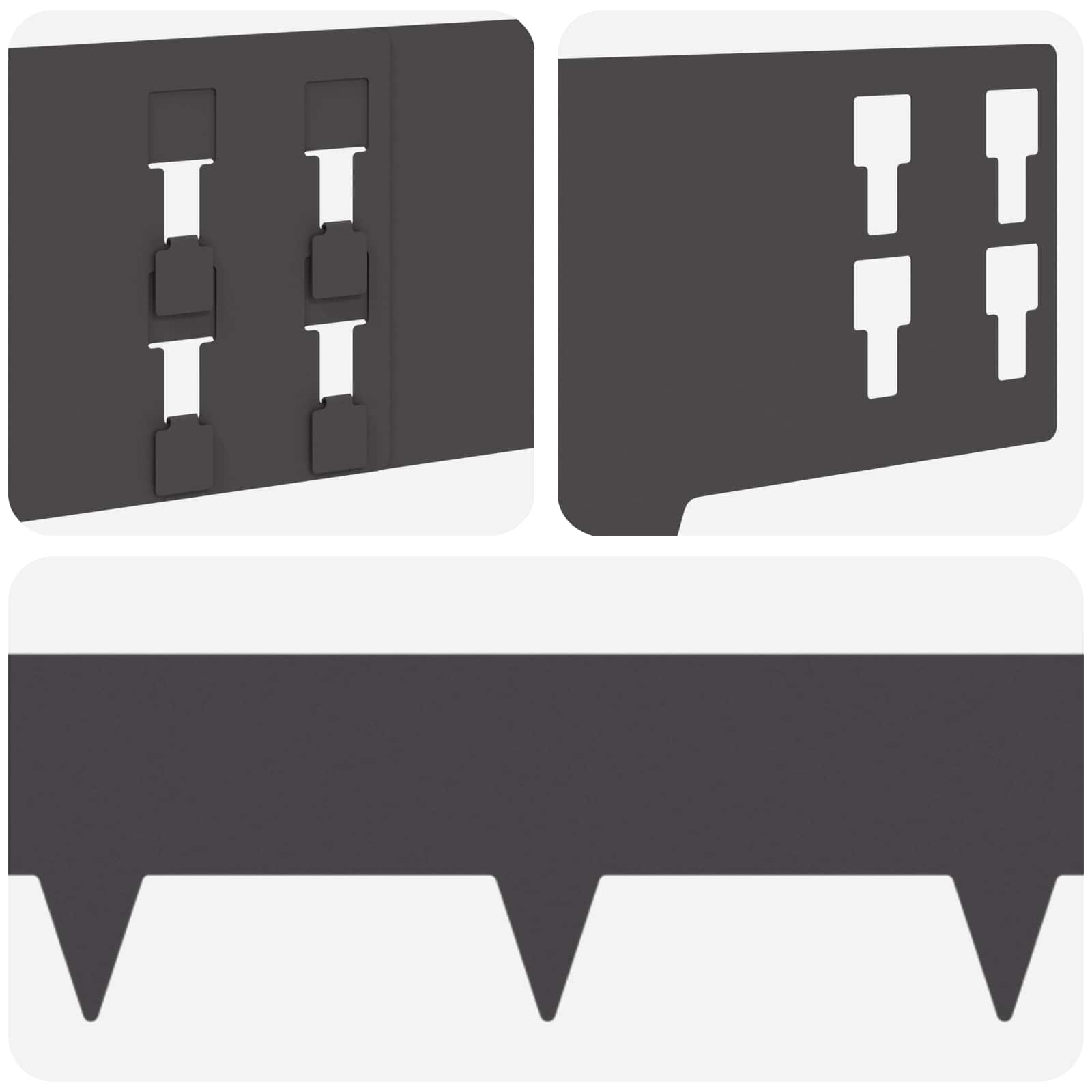 Gazonrand 10 st 100 x 15 cm Staal Zwart