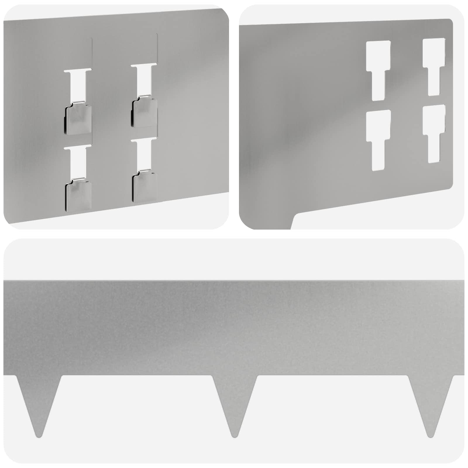 Gazonrand 20 st 100 x 15 cm Staal Zilverkleurig
