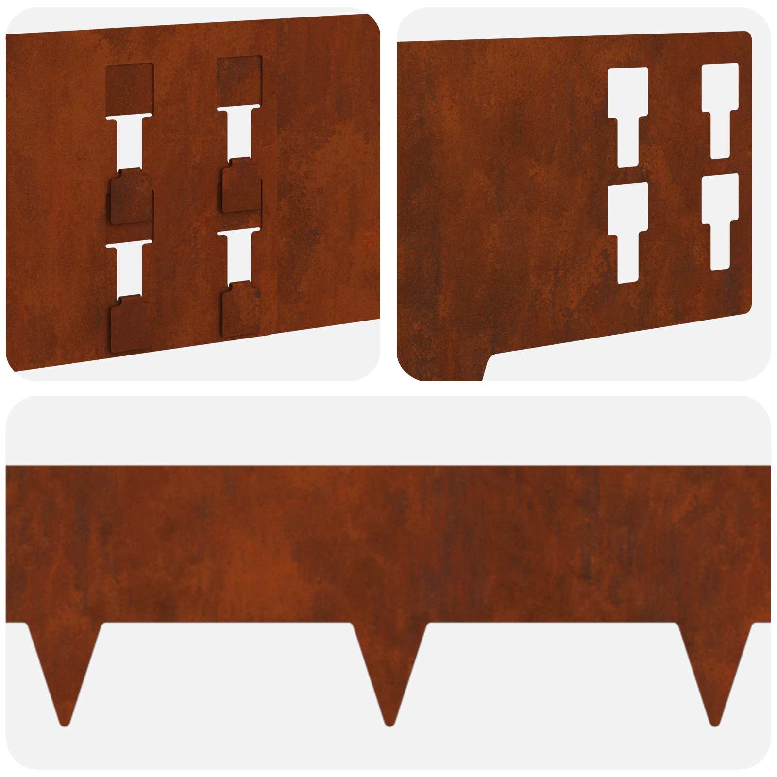 Gazonrand 20 st 100 x 15 cm Staal Roestig