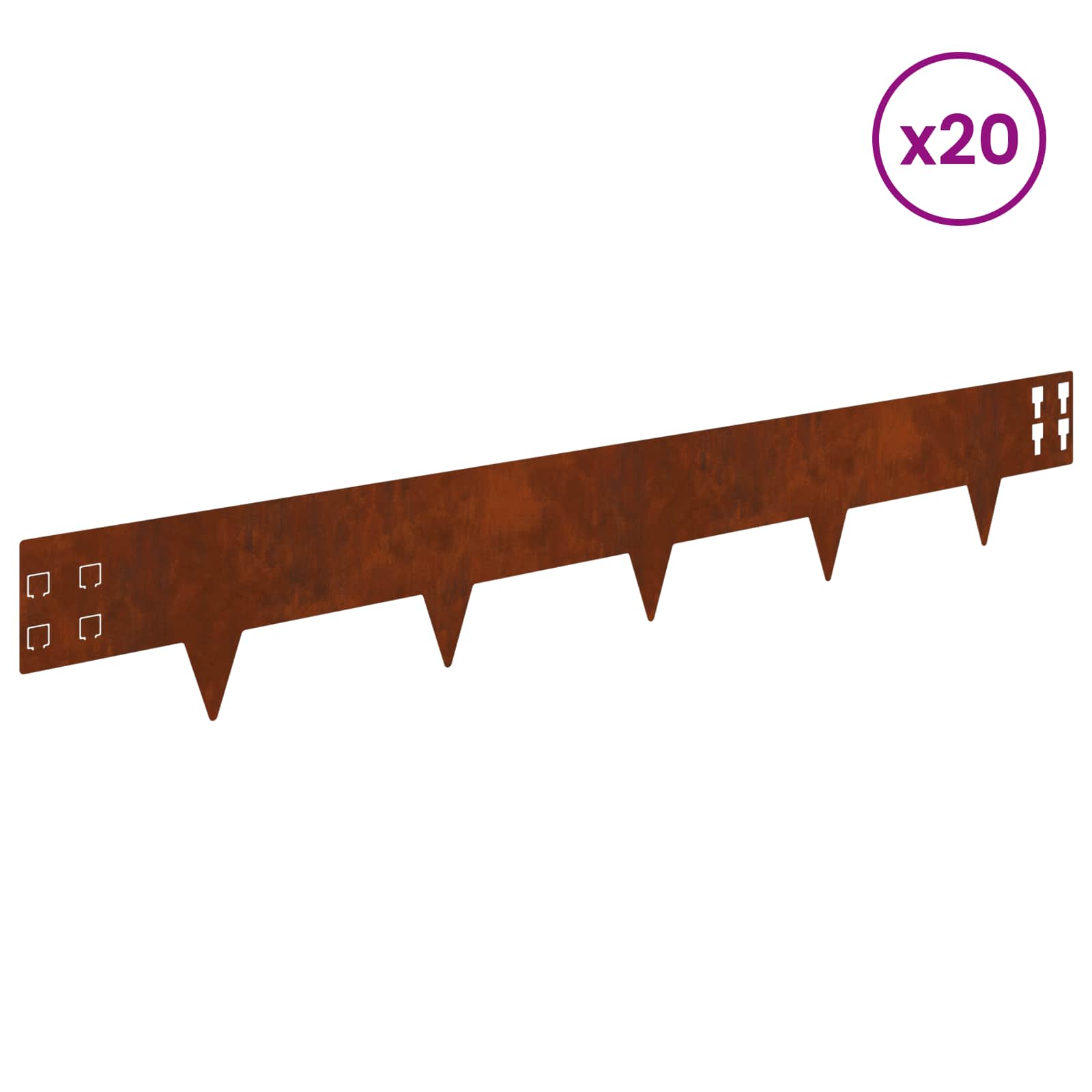 Gazonrand 20 st 100 x 15 cm Staal Roestig