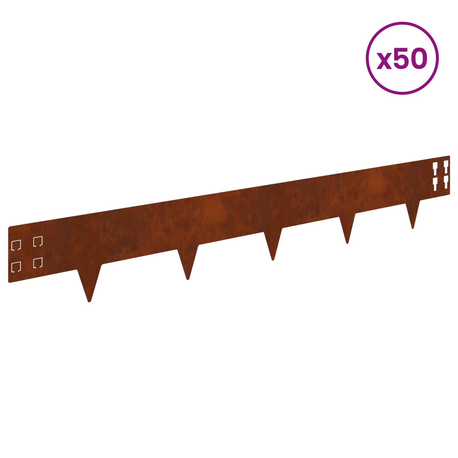 Gazonrand 50 st 100 x 15 cm Staal Roestig