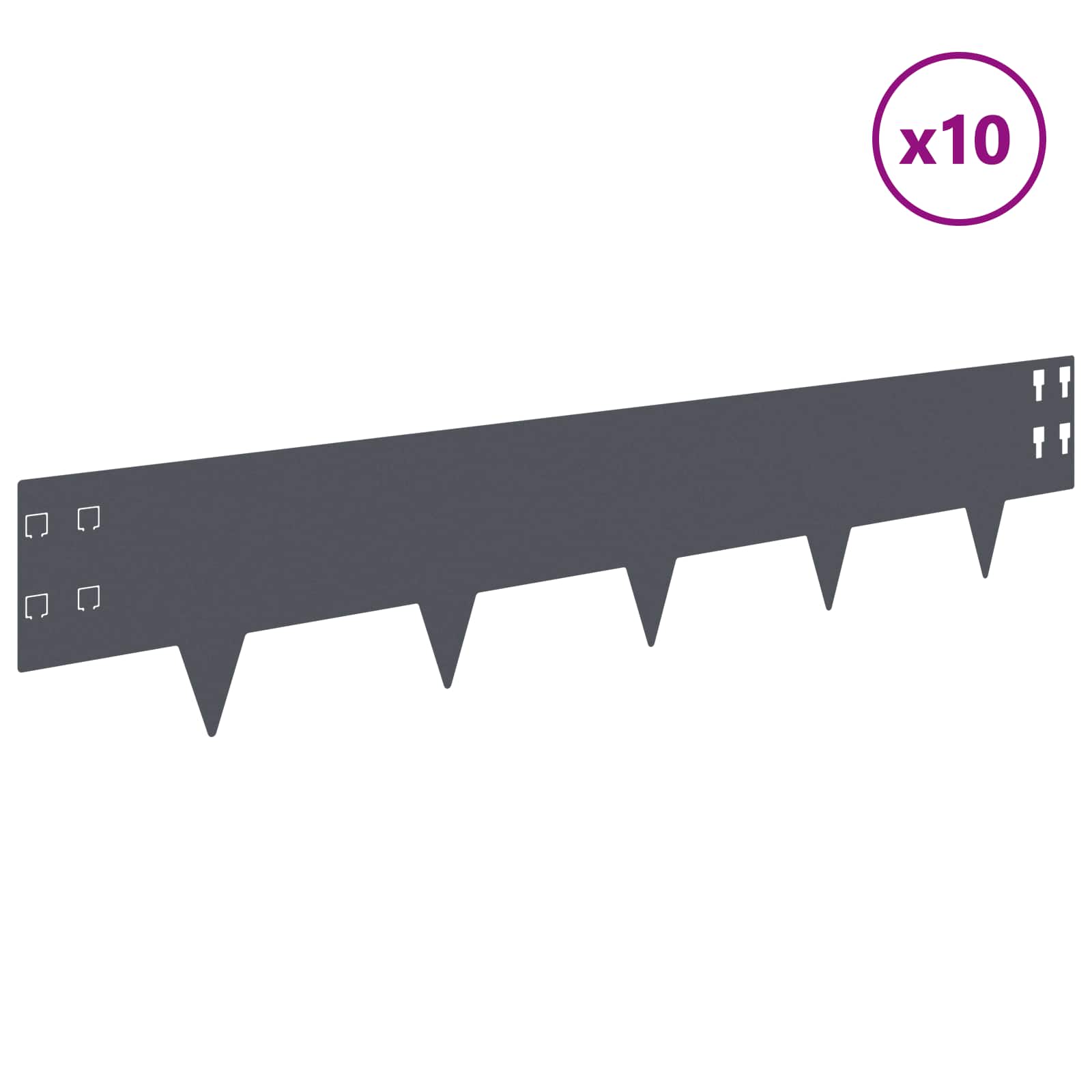 Gazonrand 10 st 100 x 20 cm Staal Antracietkleurig