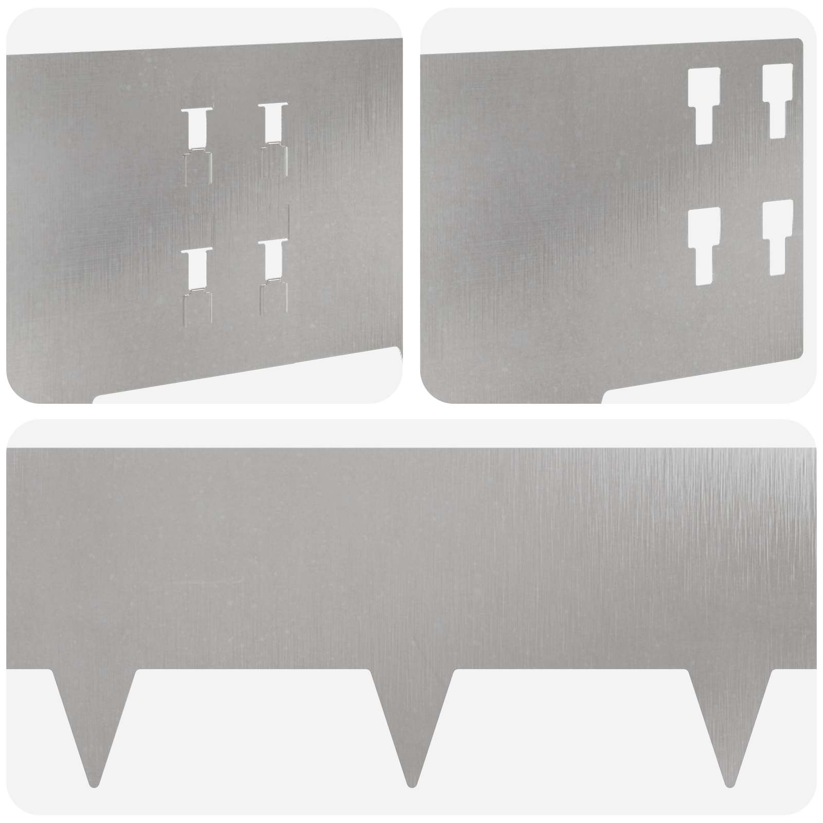 Gazonrand 20 st 100 x 20 cm Staal Zilverkleurig
