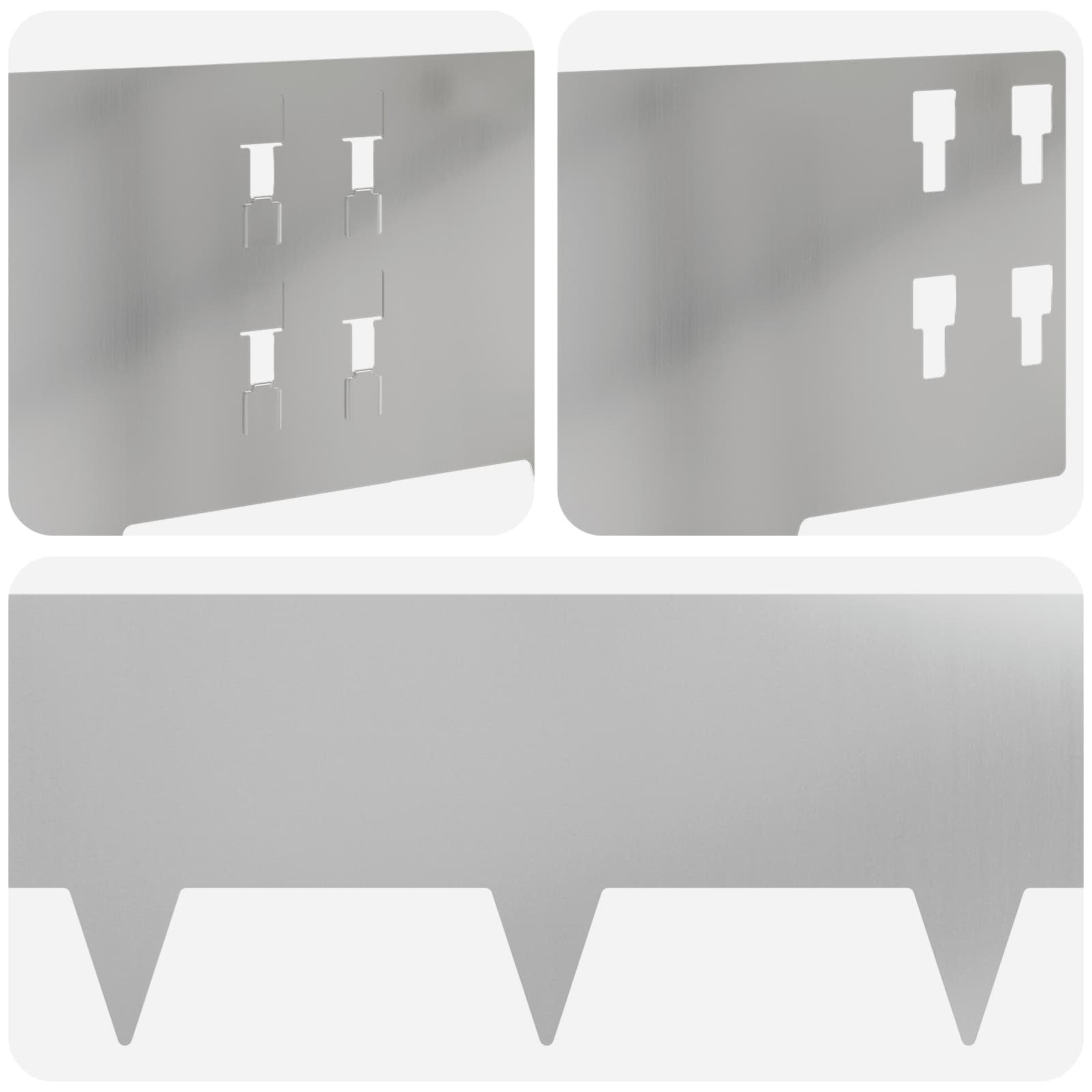 Gazonrand 10 st 100 x 20 cm Staal Zilverkleurig