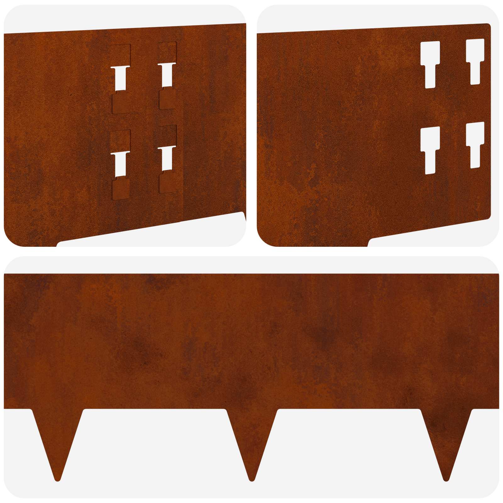 Gazonrand 10 st 100 x 20 cm Staal Roestig