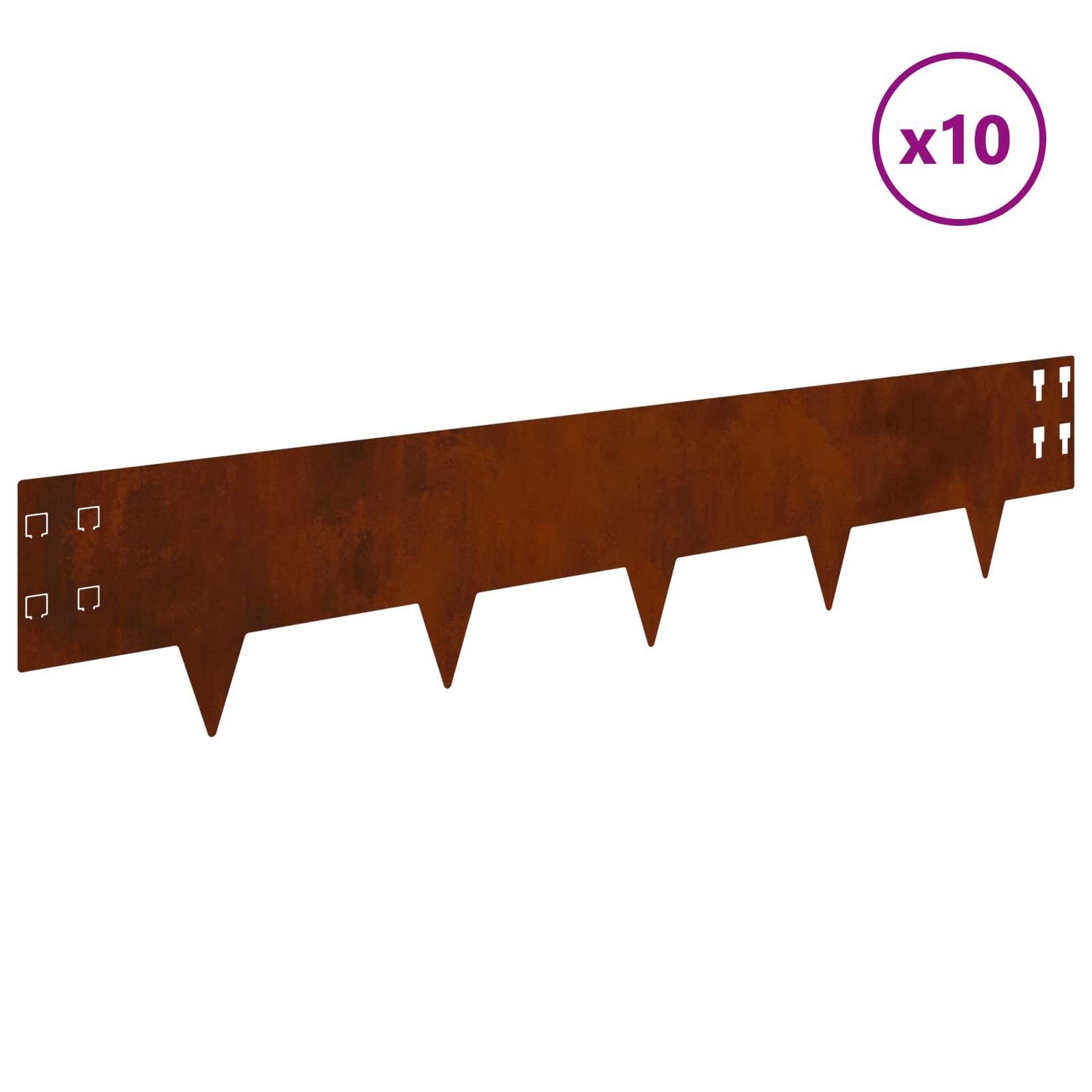 Gazonrand 10 st 100 x 20 cm Staal Roestig