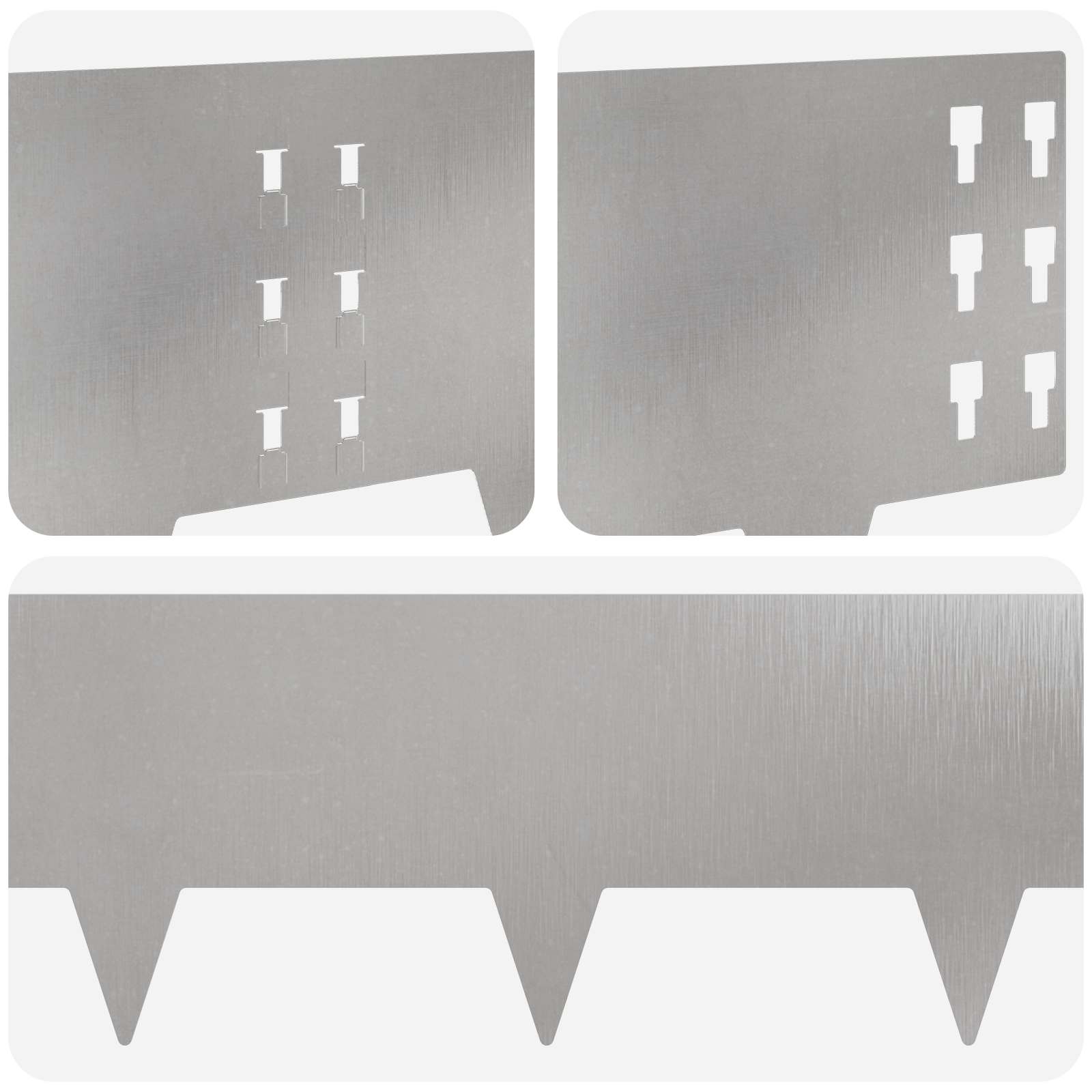 Gazonrand 10 st 100 x 25 cm Staal Zilverkleurig