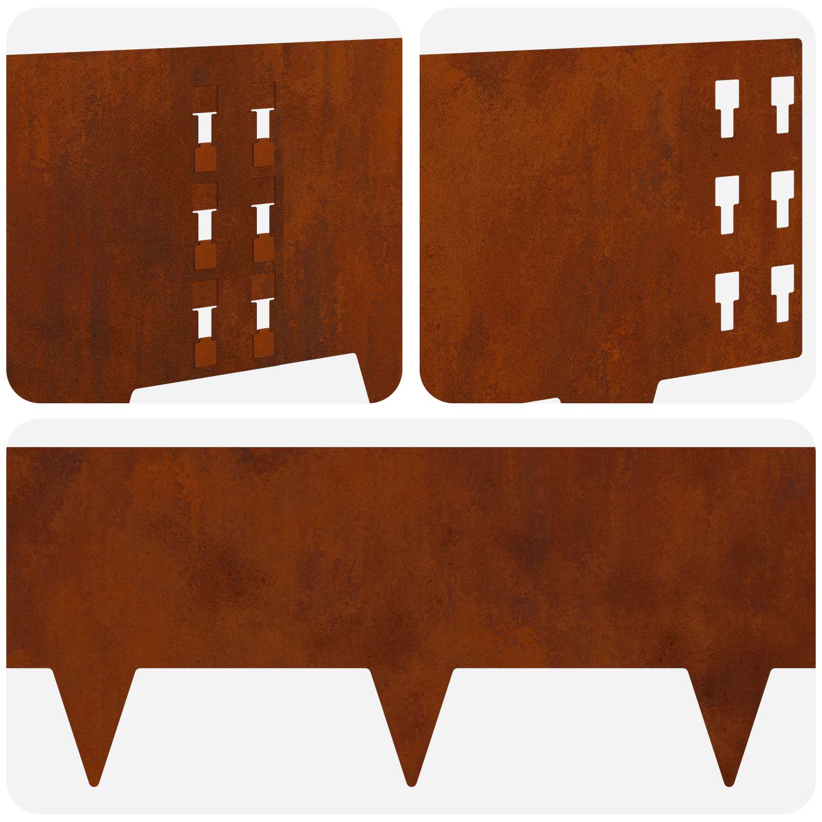 Gazonrand 10 st 100 x 25 cm Staal Roestig