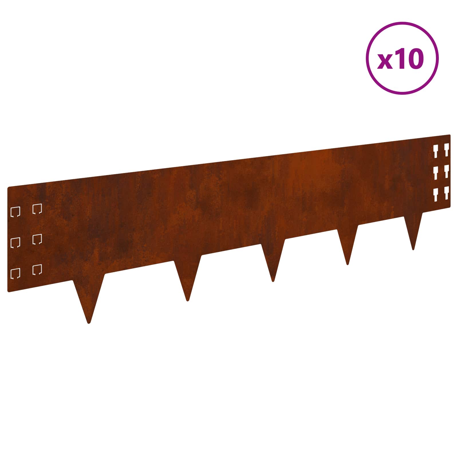 Gazonrand 10 st 100 x 25 cm Staal Roestig
