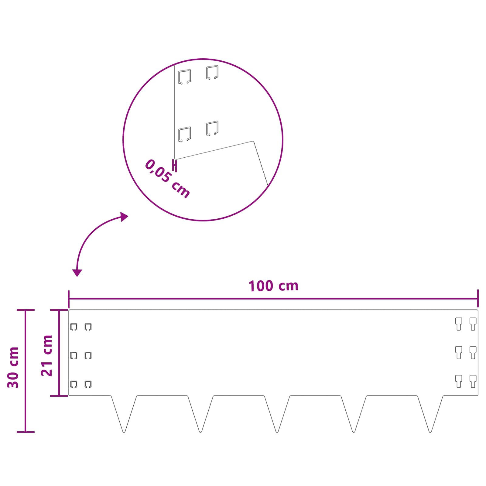 Gazonrand 10 st 100 x 30 cm Staal Zwart