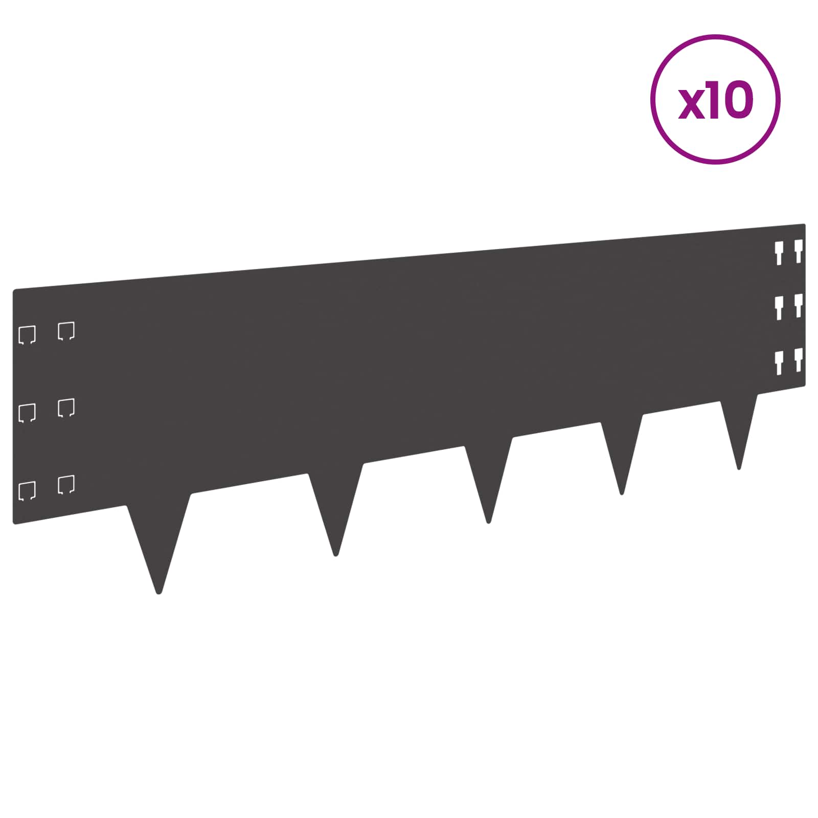 Gazonrand 10 st 100 x 30 cm Staal Zwart