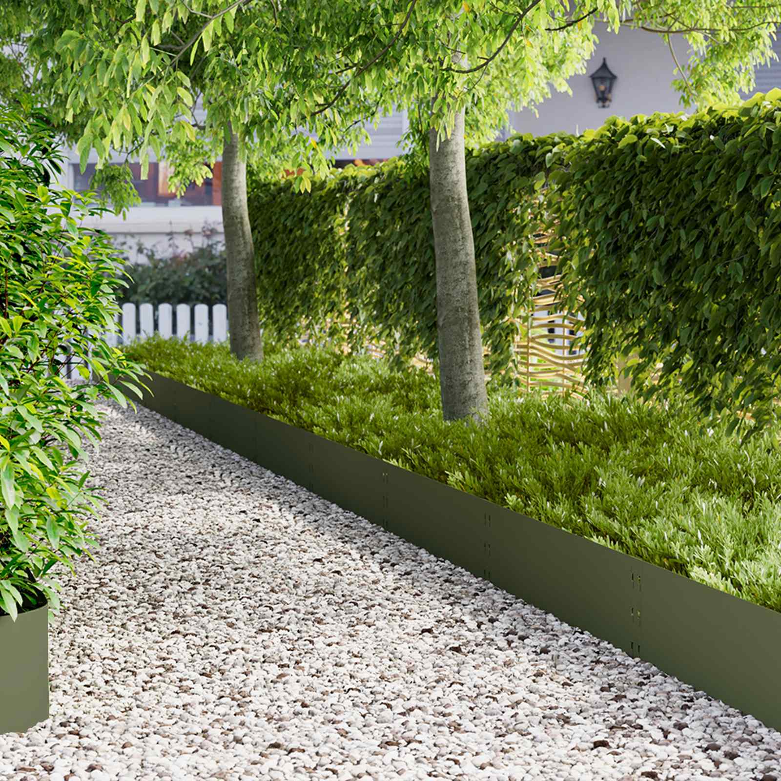 Gazonrand 20 st 100 x 30 cm Staal Olijfgroen