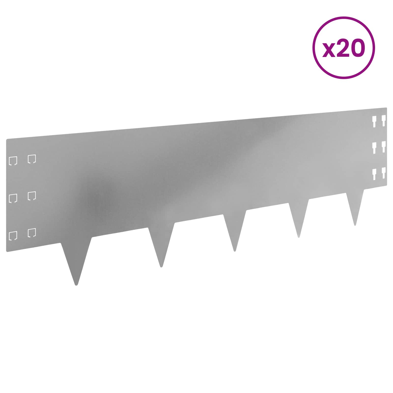 Gazonrand 20 st 100 x 30 cm Staal Zilverkleurig