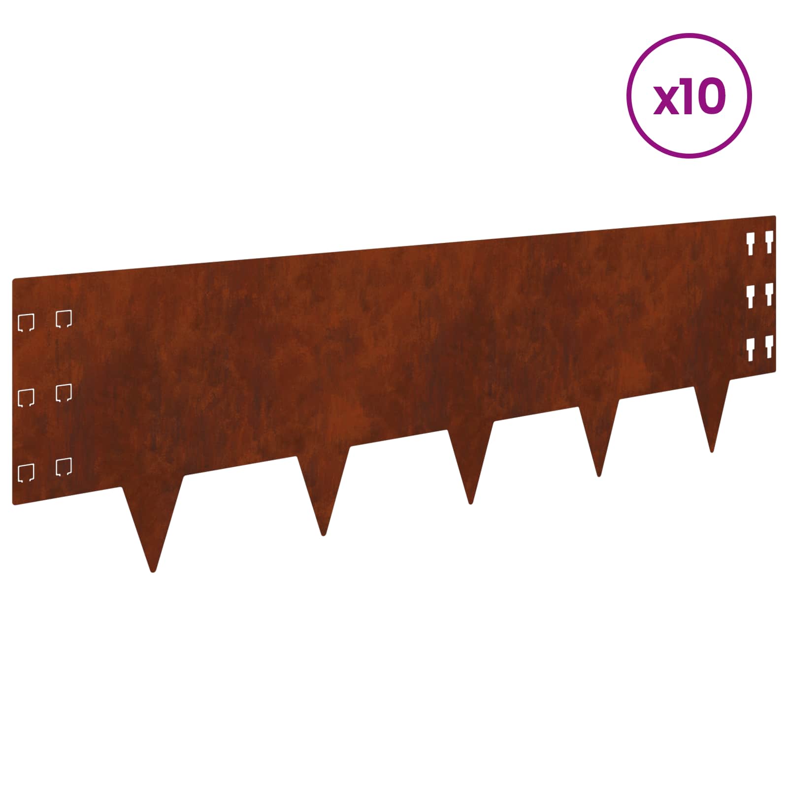 Gazonrand 10 st 100 x 30 cm Staal Roestig