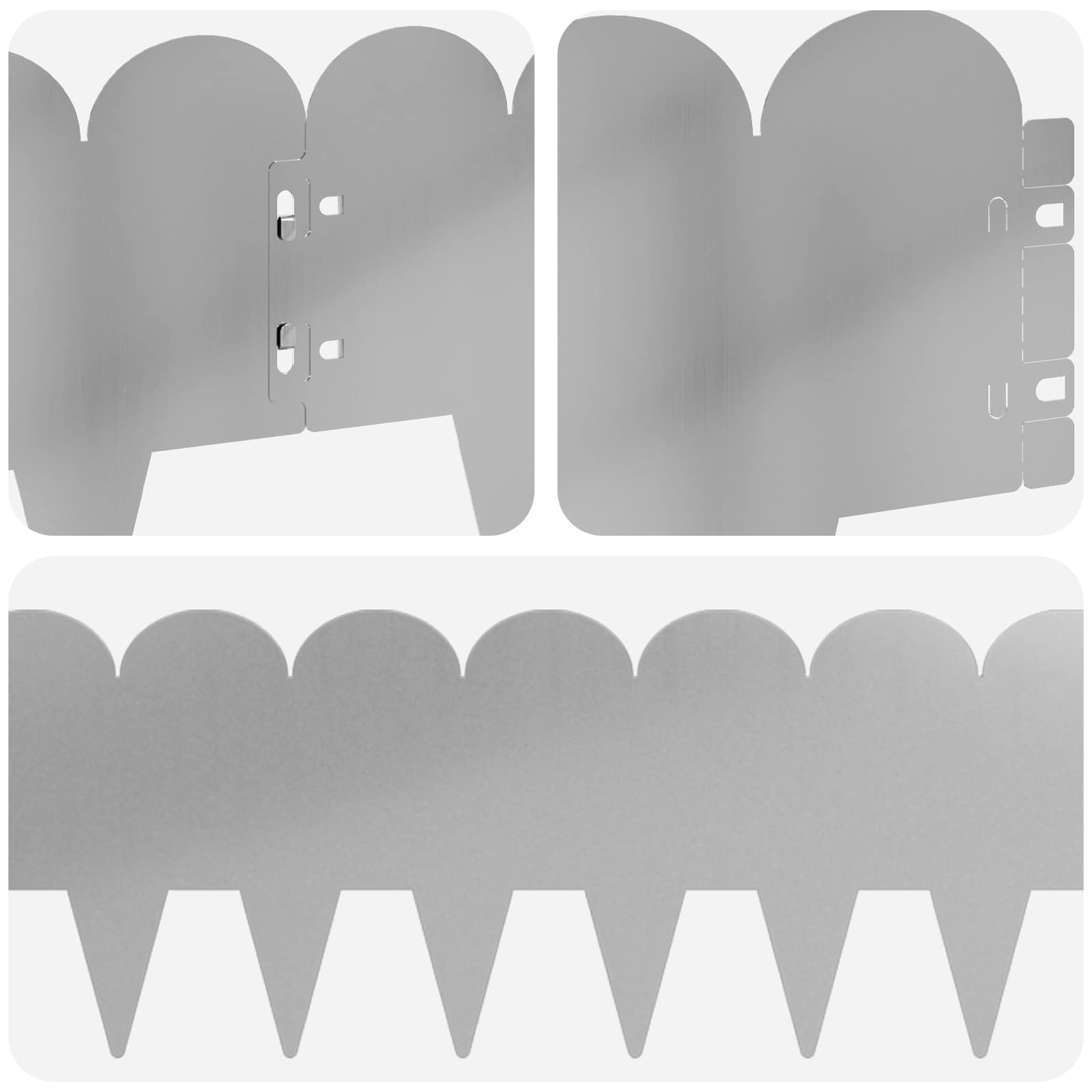 Gazonrand 10 st 103 x 20 cm Staal Zilverkleurig