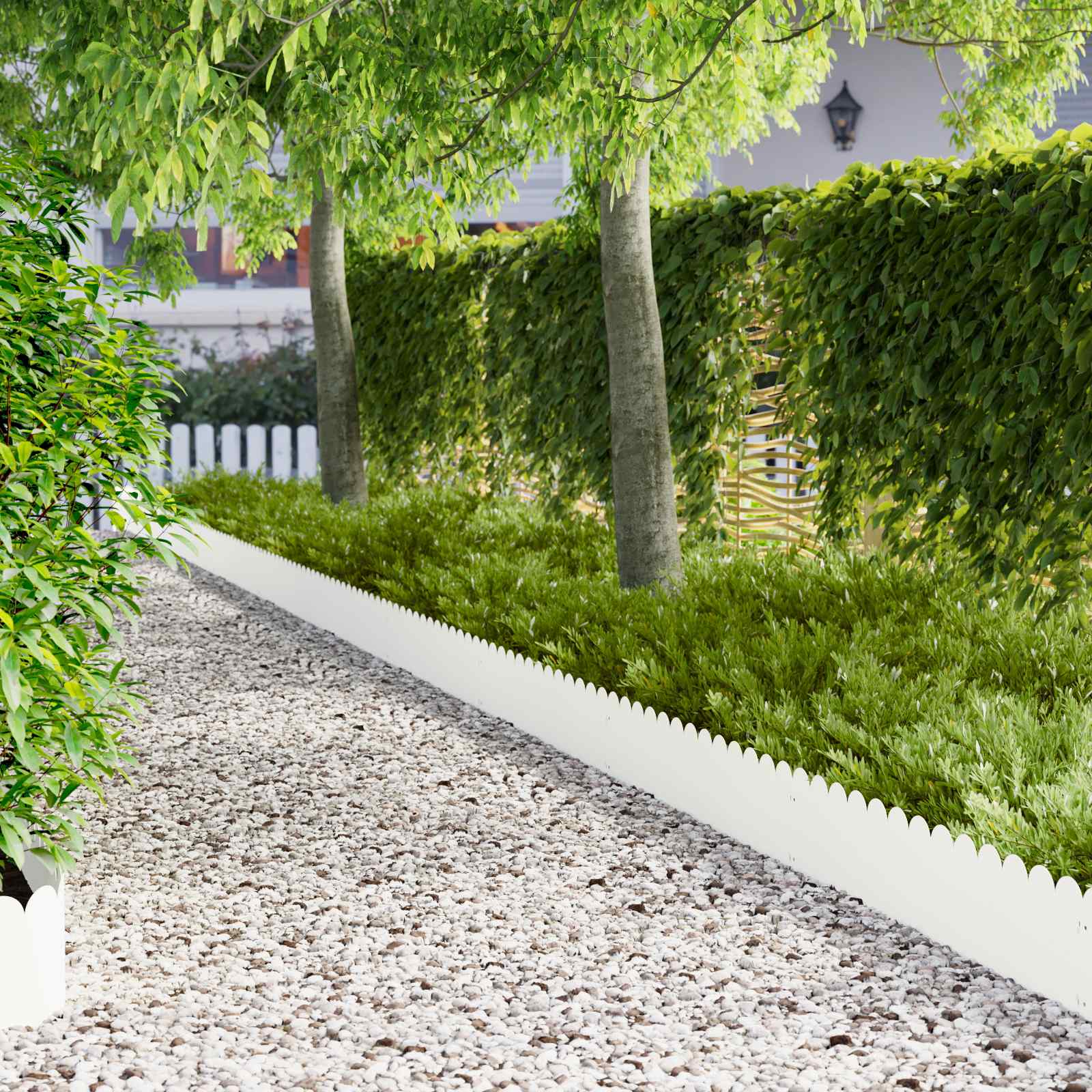 Gazonrand 20 st 103 x 25 cm Staal Wit