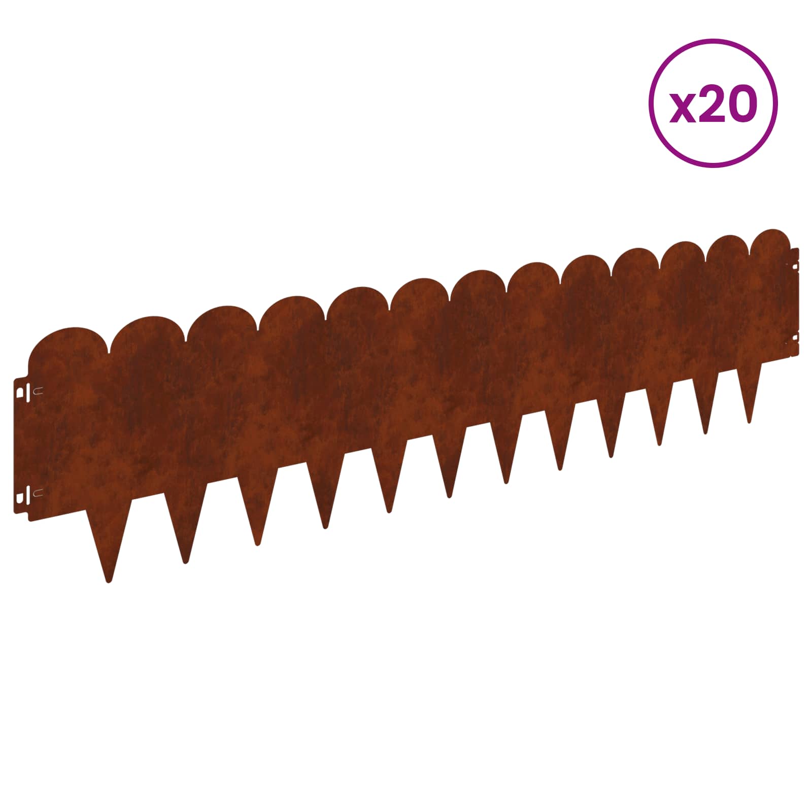 Gazonrand 20 st 103 x 25 cm Staal Roestig