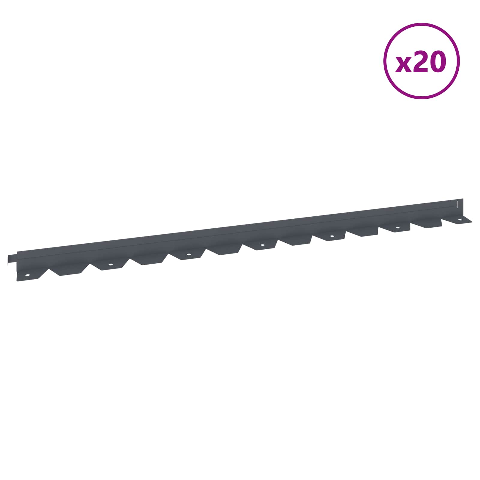 Gazonrand 20 st 102 x 4 x 4 cm Staal Antracietkleurig