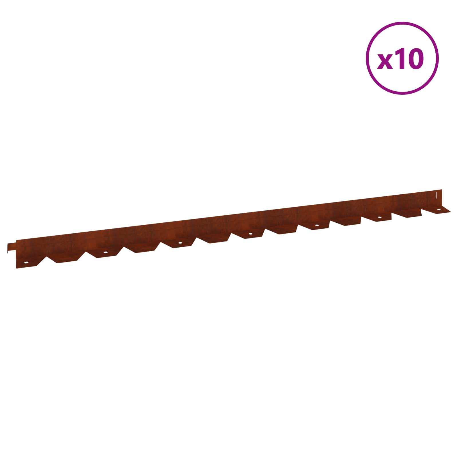 Gazonrand 10 st 102 x 4 x 4 cm Staal Roestig