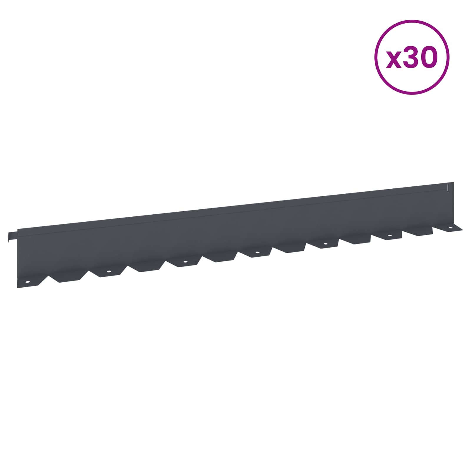 Gazonrand 30 st 102 x 10 x 4 cm Staal Antracietkleurig