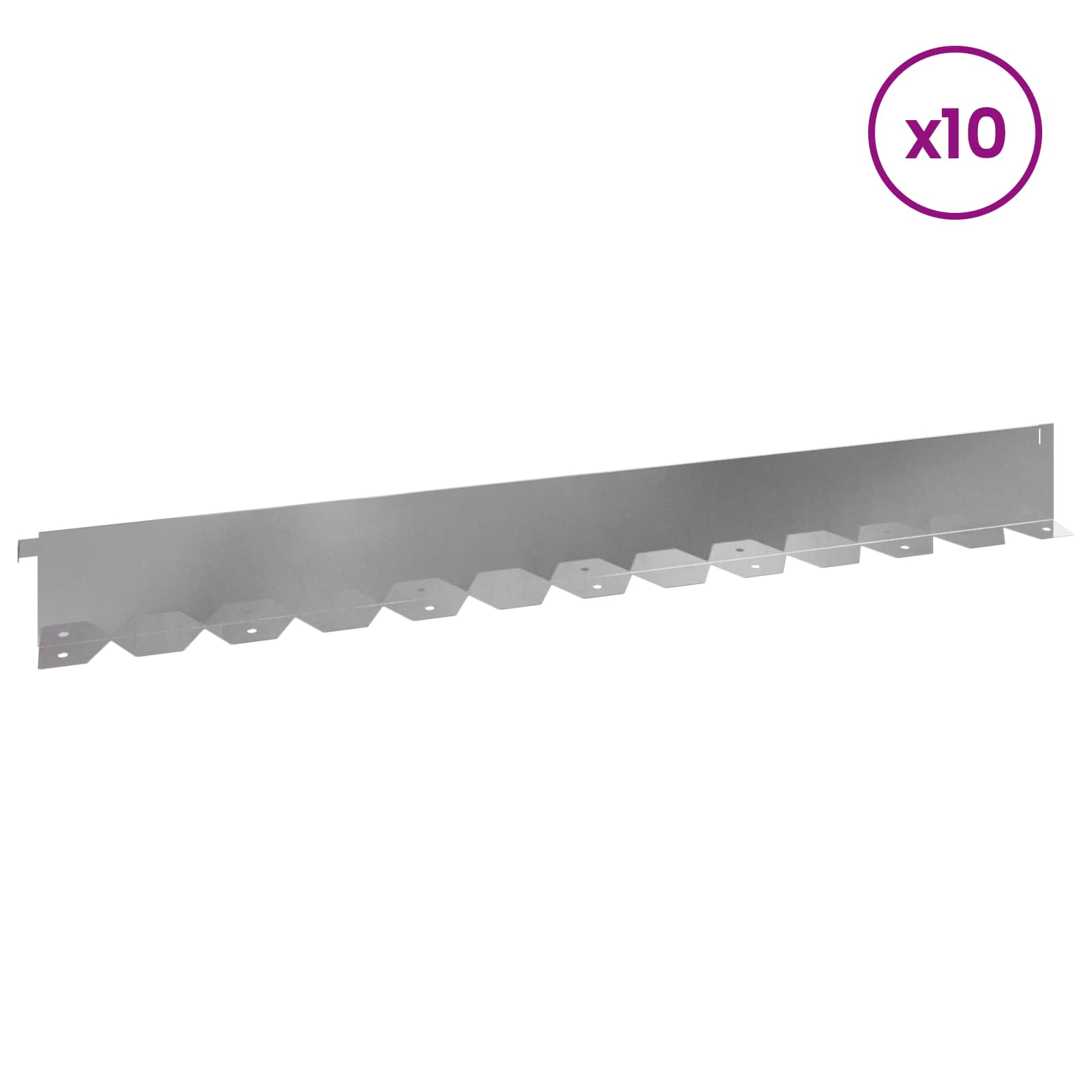 Gazonrand 10 st 102 x 10 x 4 cm Staal Zilverkleurig