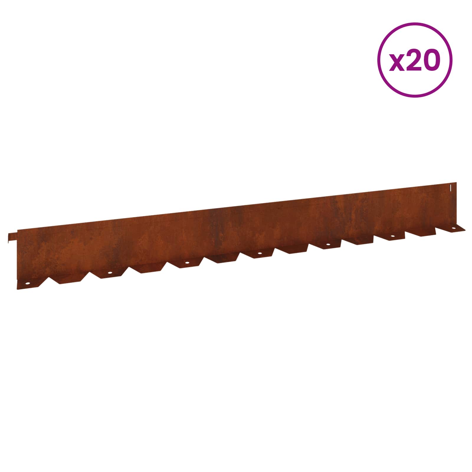 Gazonrand 20 st 102 x 10 x 4 cm Staal Roestig