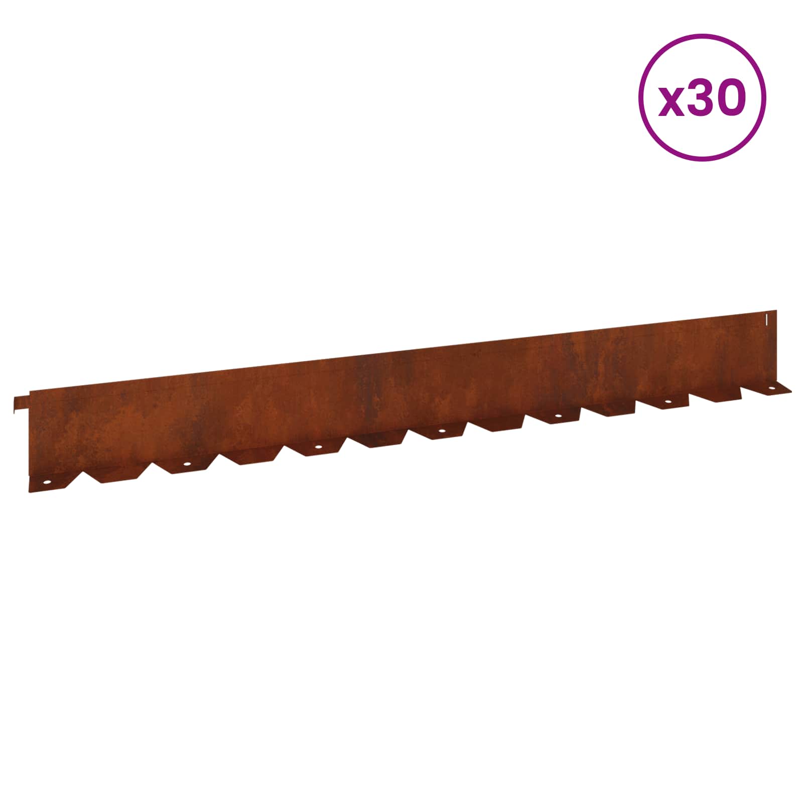 Gazonrand 30 st 102 x 10 x 4 cm Staal Roestig