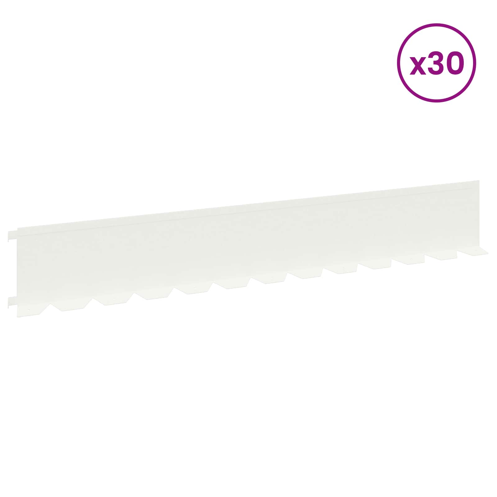 Gazonrand 30 st 102 x 15 x 4 cm Staal Wit