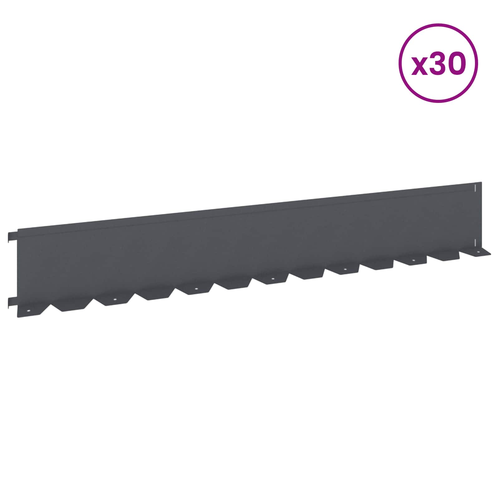 Gazonrand 30 st 102 x 15 x 4 cm Staal Antracietkleurig