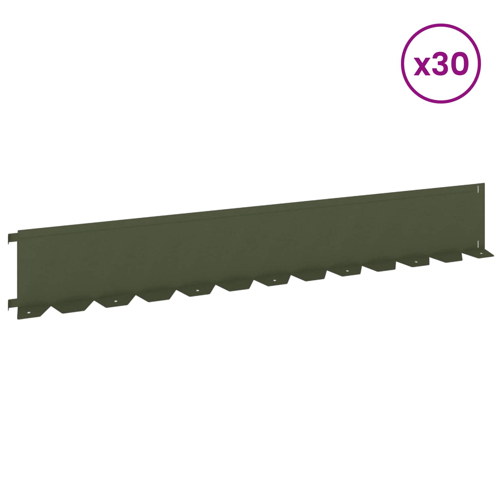 Gazonrand 30 st 102 x 15 x 4 cm Staal Olijfgroen
