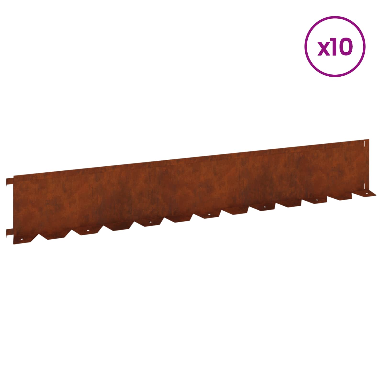 Gazonrand 10 st 102 x 15 x 4 cm Staal Roestig