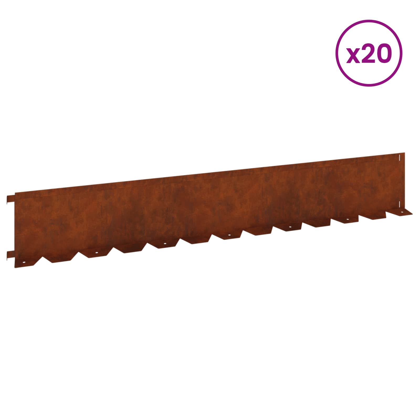 Gazonrand 20 st 102 x 15 x 4 cm Staal Roestig