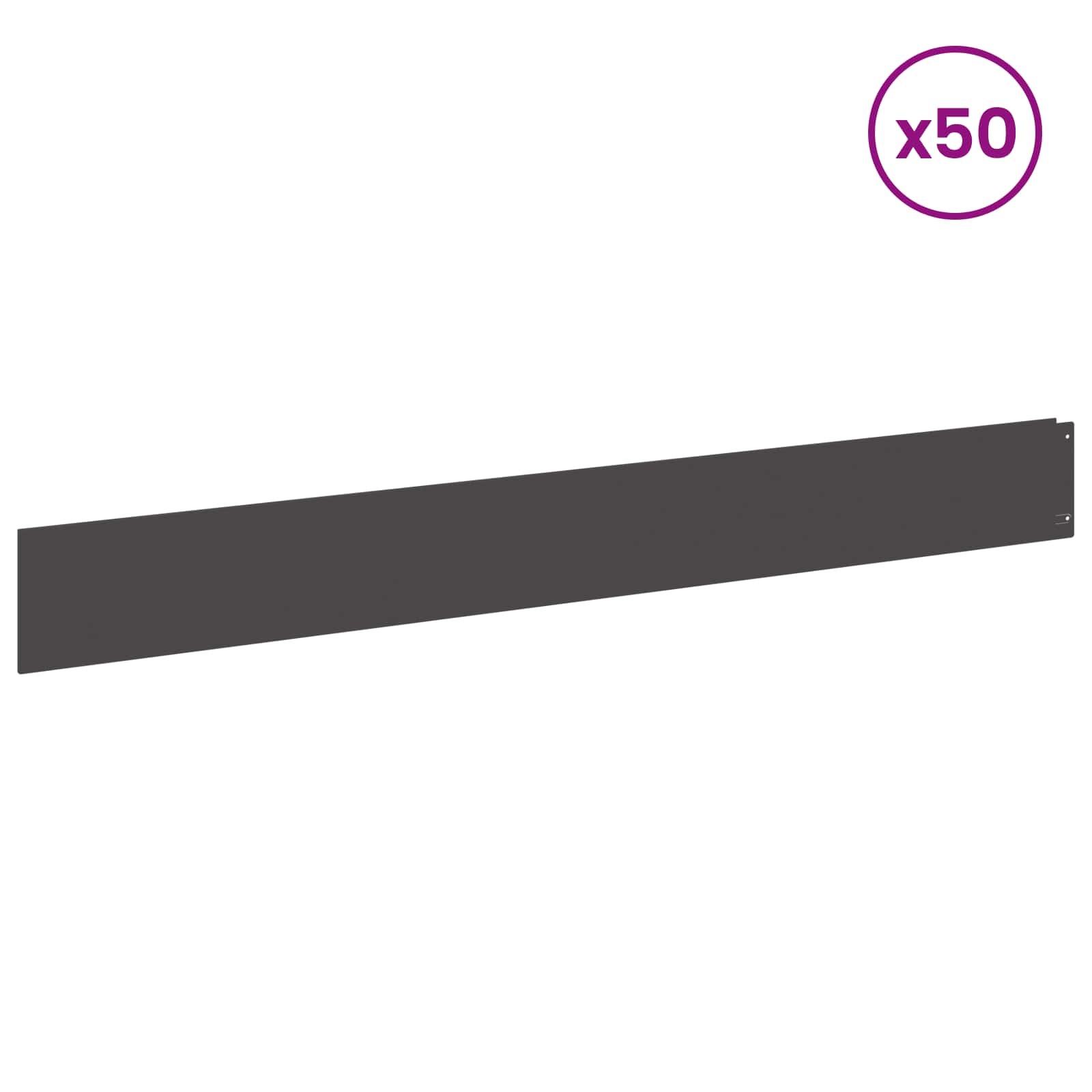 Gazonrand 50 st 100 x 12 cm Staal Zwart