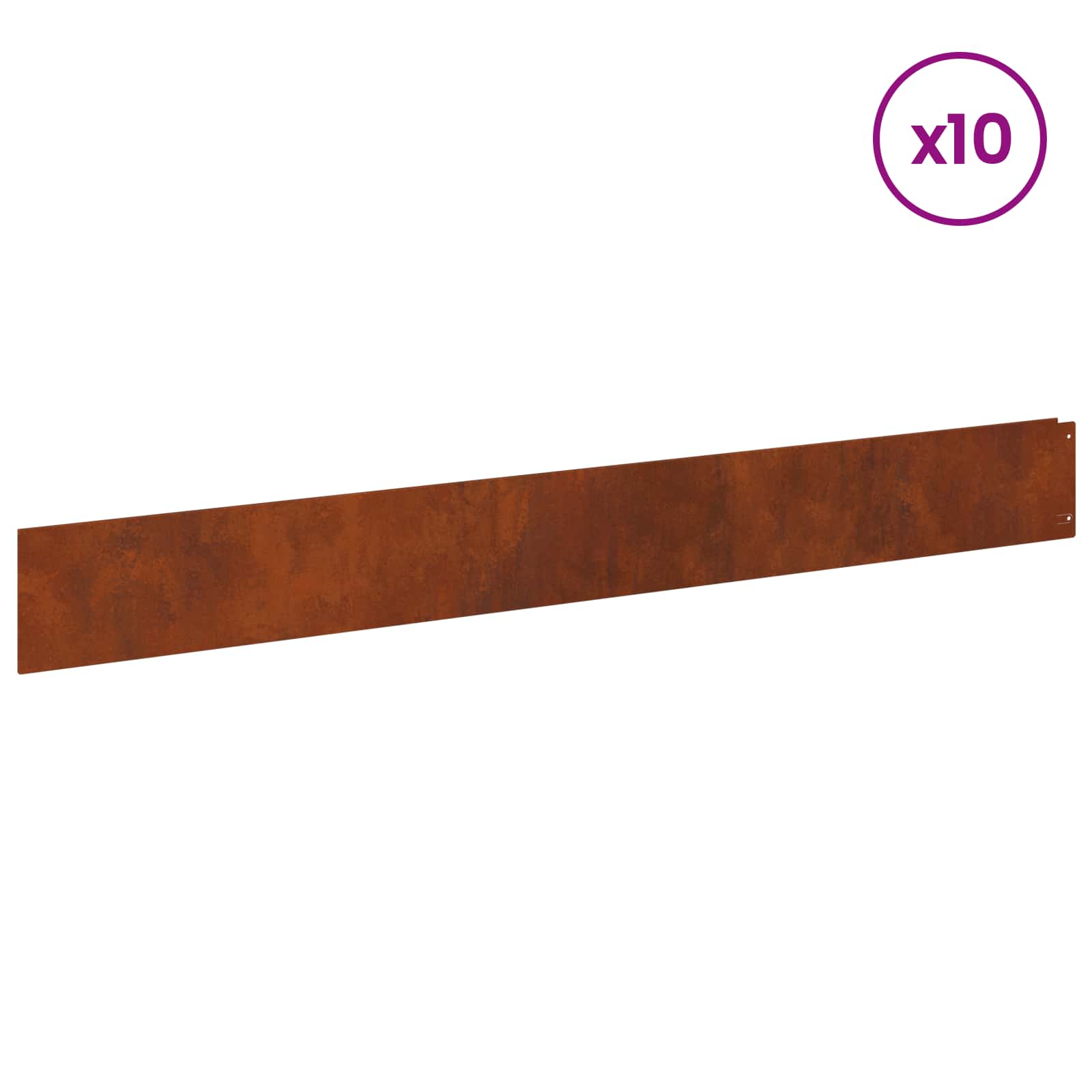 Gazonrand 10 st 100 x 12 cm Staal Roestig