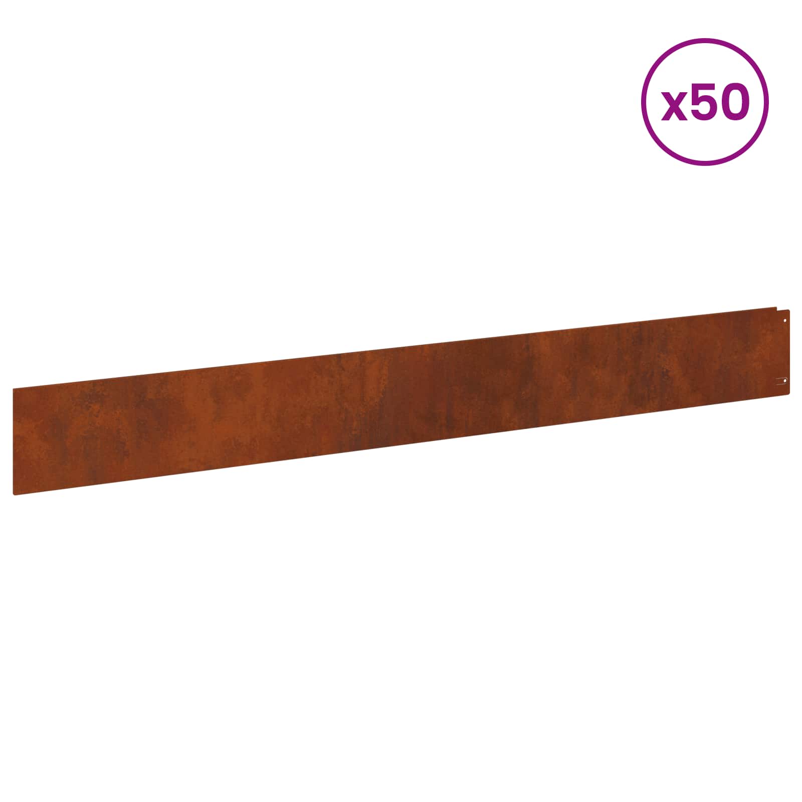 Gazonrand 50 st 100 x 12 cm Staal Roestig