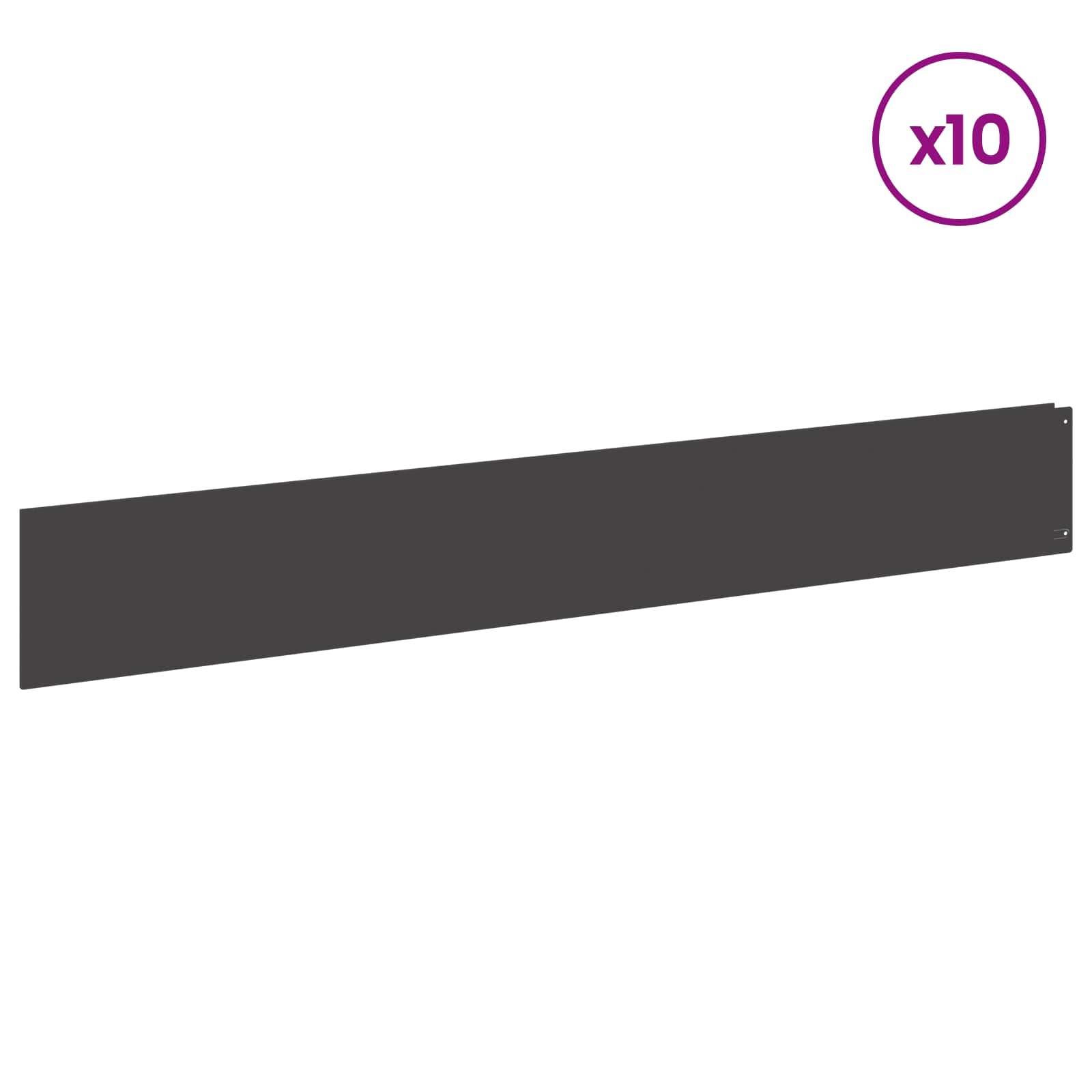 Gazonrand 10 st 100 x 15 cm Staal Zwart