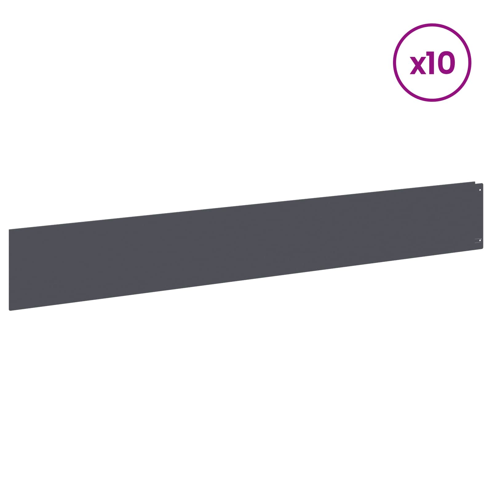 Gazonrand 10 st 100 x 15 cm Staal Antracietkleurig