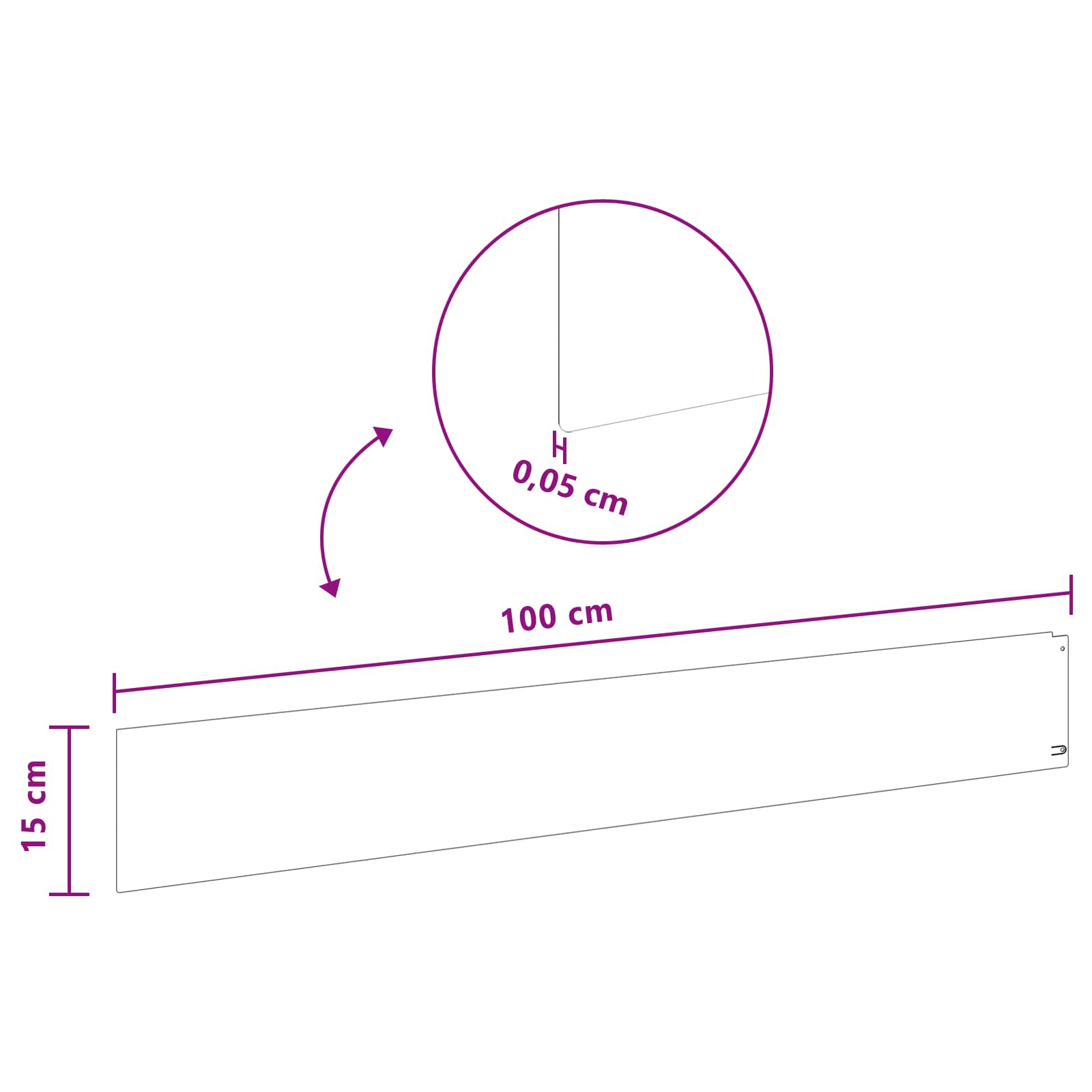 Gazonrand 30 st 100 x 15 cm Staal Zilverkleurig