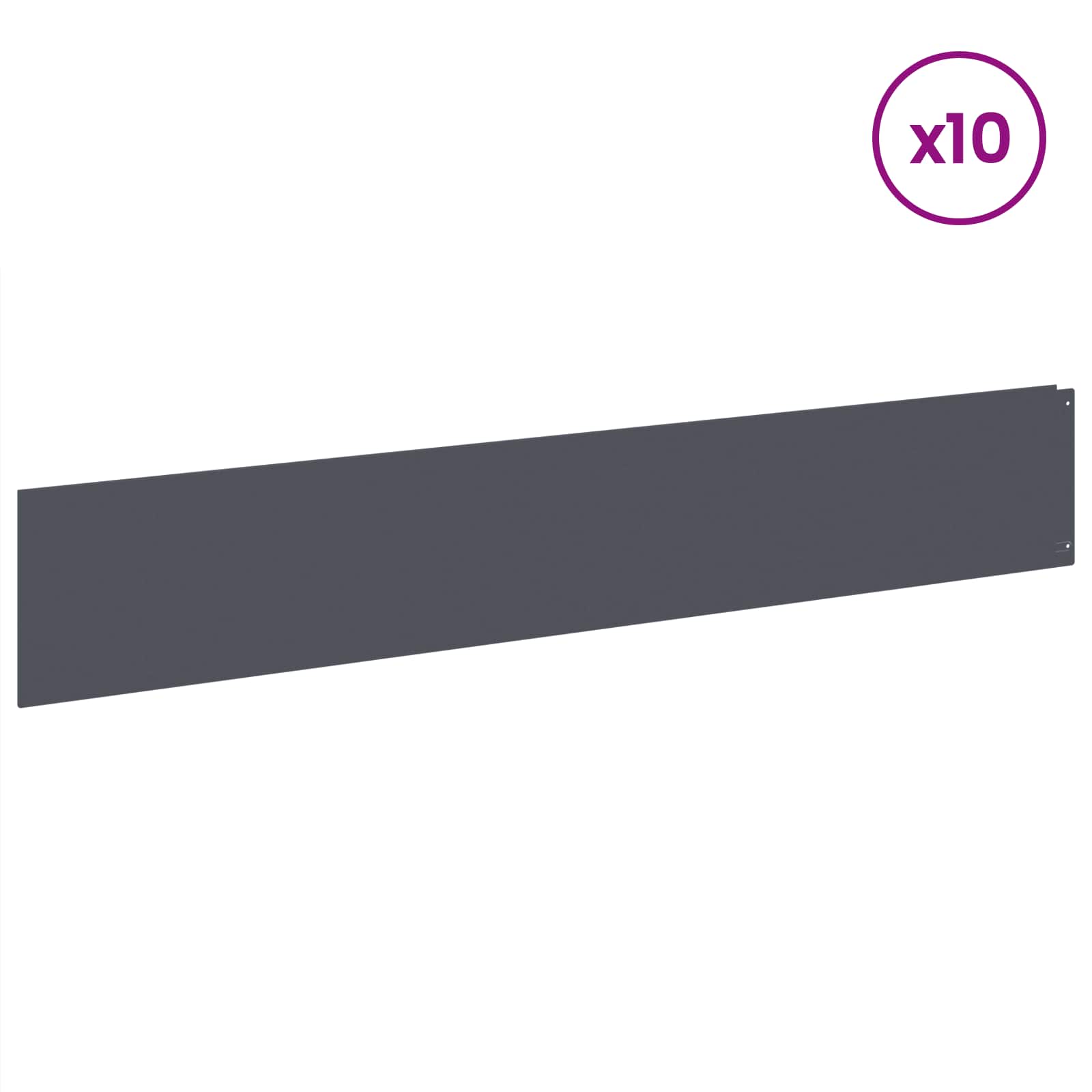 Gazonrand 10 st 100 x 18 cm Staal Antracietkleurig