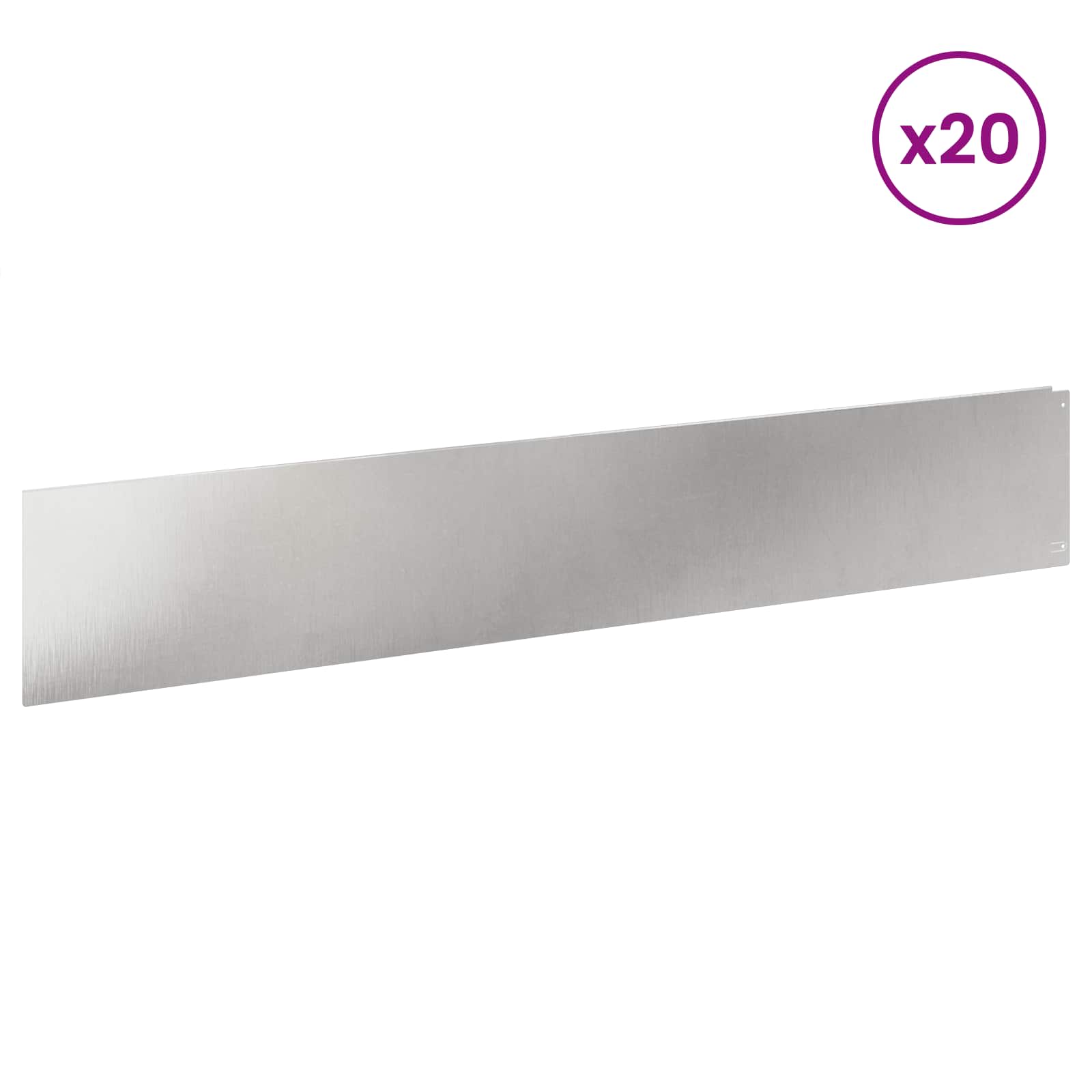 Gazonrand 20 st 100 x 18 cm Staal Zilverkleurig