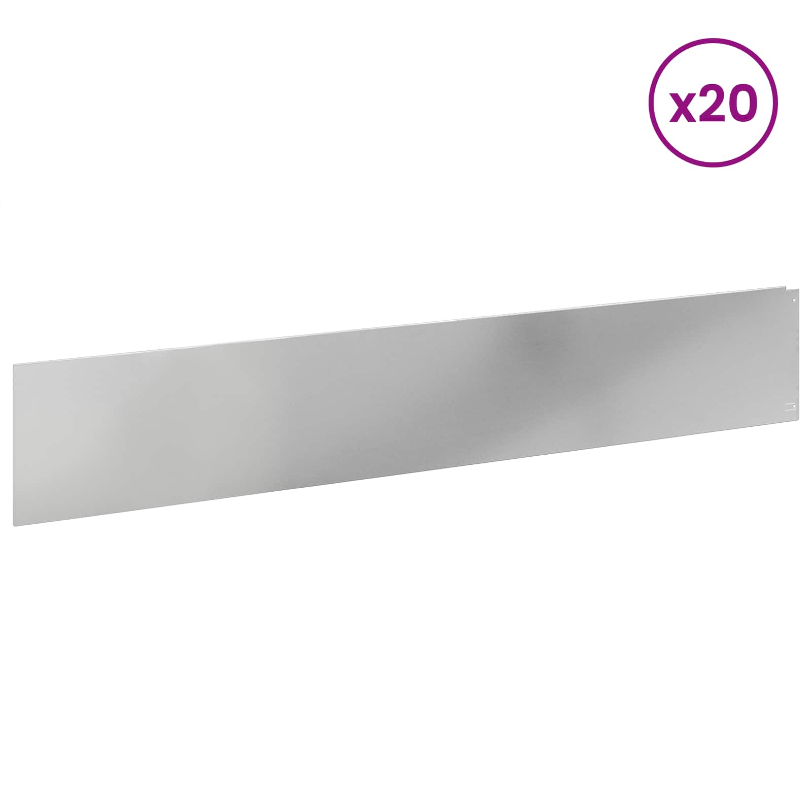 Gazonrand 20 st 100 x 18 cm Staal Zilverkleurig