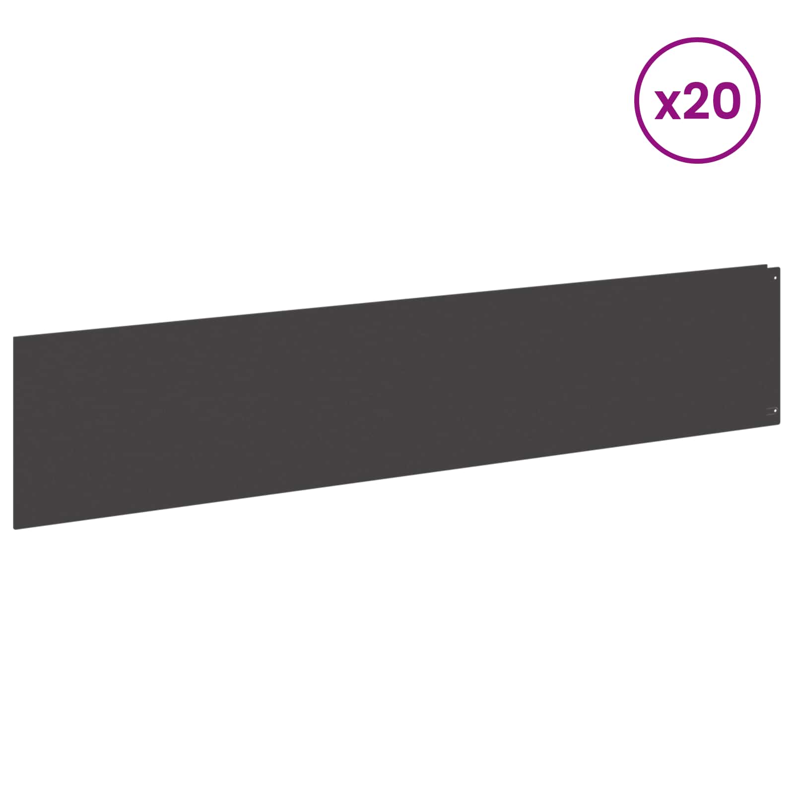 Gazonrand 20 st 100 x 22 cm Staal Zwart