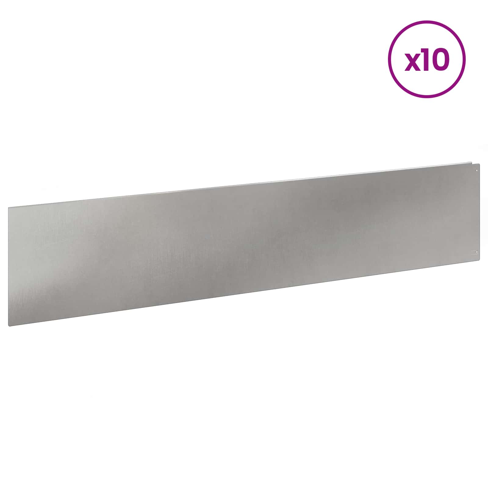 Gazonrand 10 st 100 x 22 cm Staal zilver