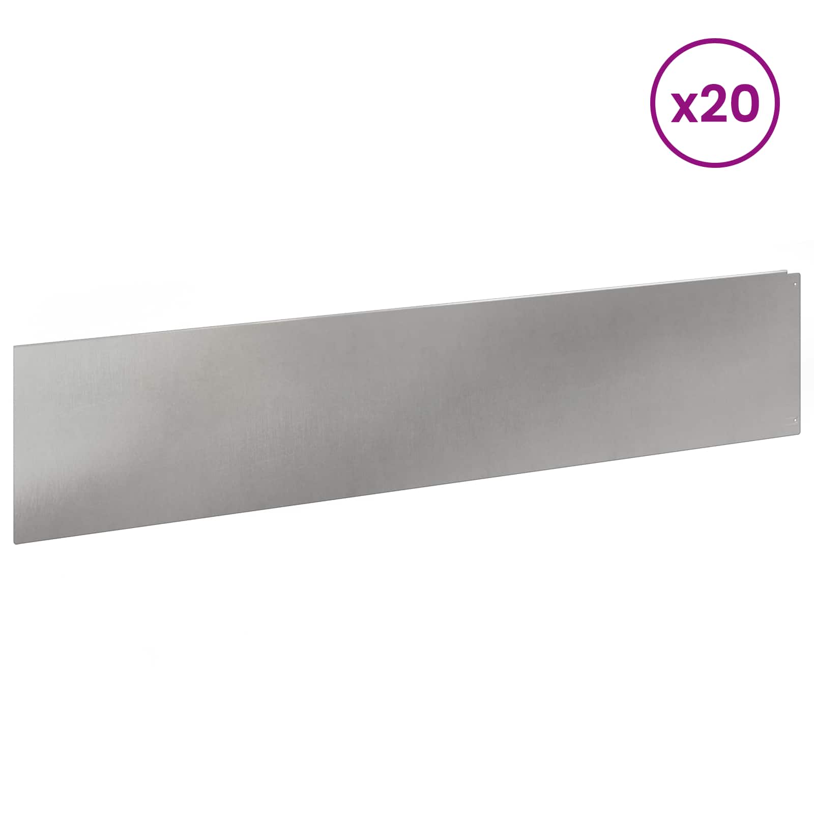 Gazonrand 20 st 100 x 22 cm Staal zilver